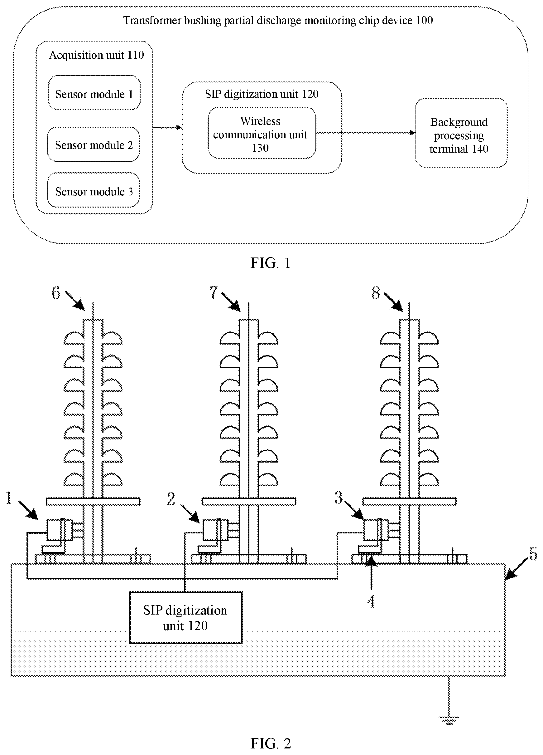Patent US12326471 Figure 1 – Transformer bushing partial discharge monitoring chip device and method