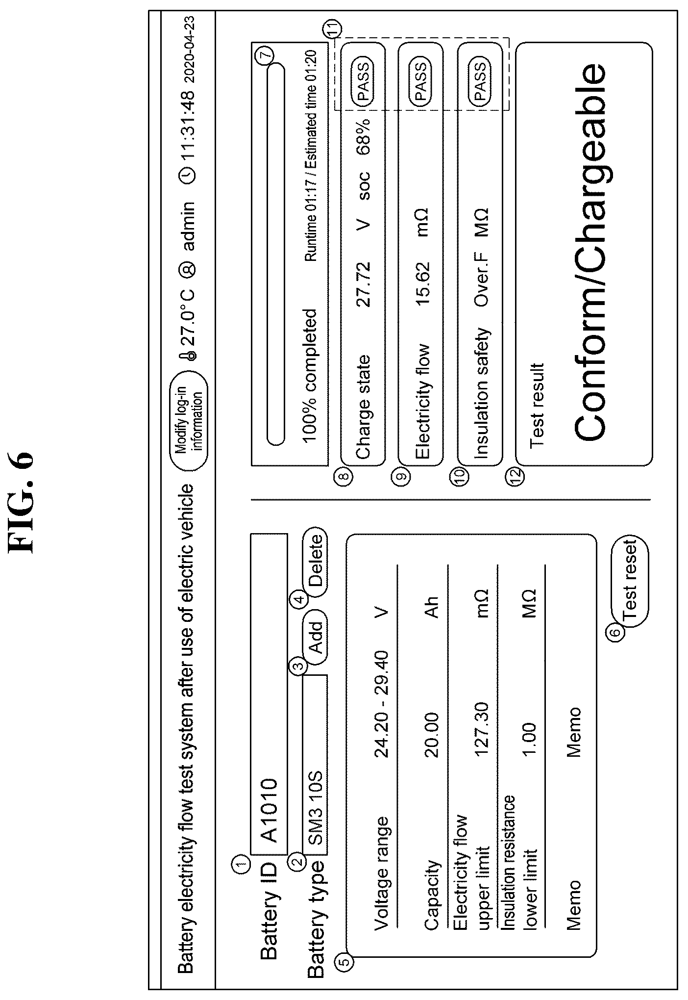 Patent US12326475 Figure 6 – Battery electric flow test system and method