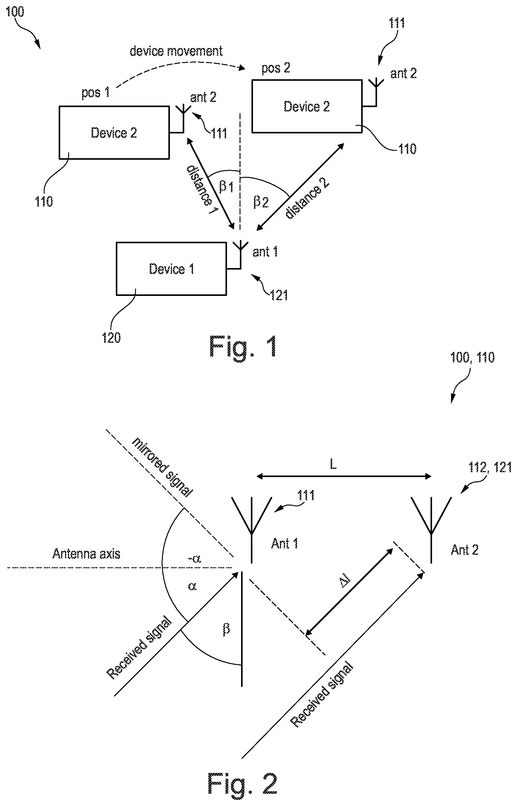 Patent US12326496 Figure 1 – Ultra-wide band distance determination with an angle-of-arrival based disturbance compensation