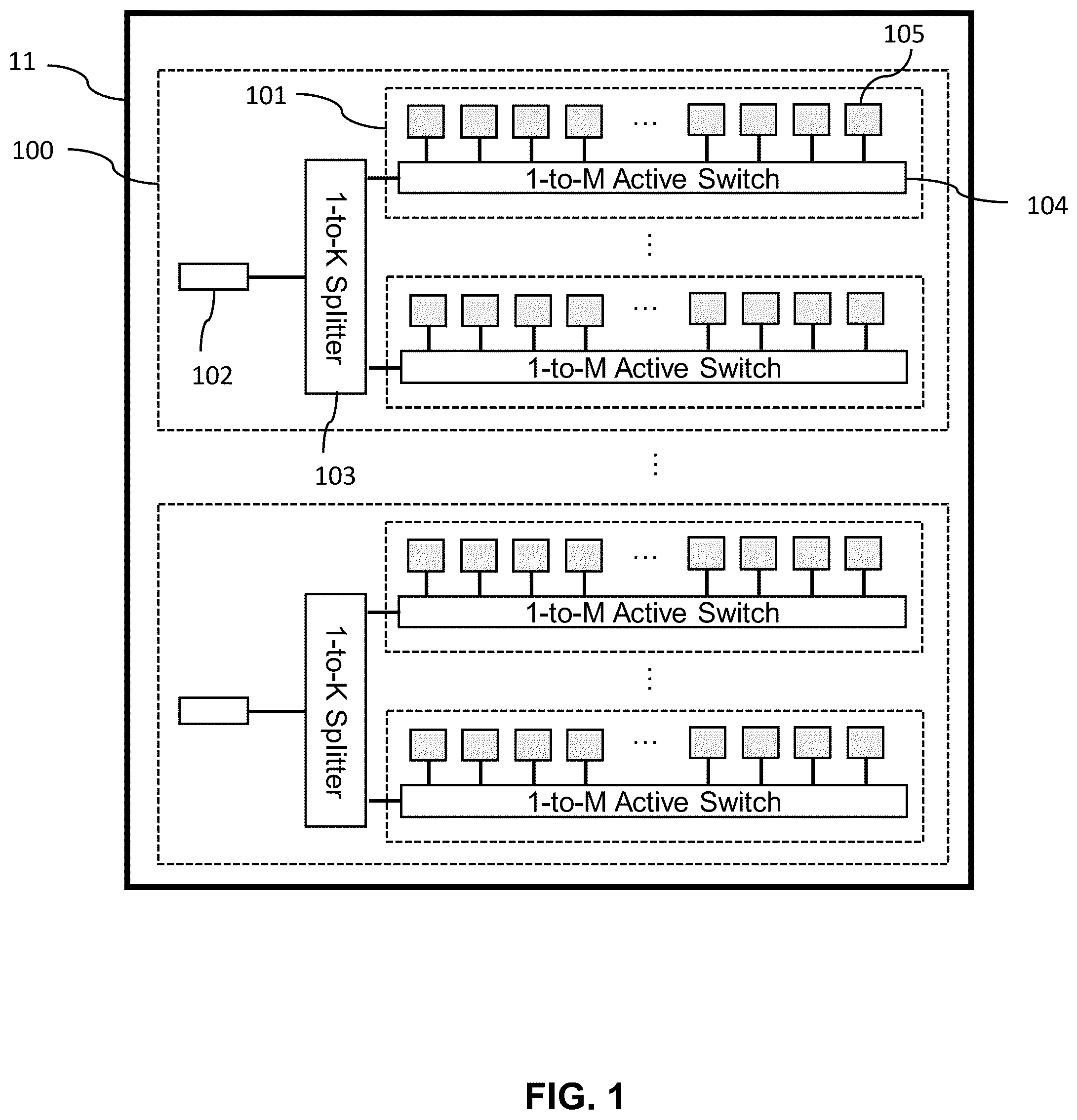 Patent US12326522 Figure 1 – Switchable coherent pixel array for frequency modulated continuous wave light detection and ranging