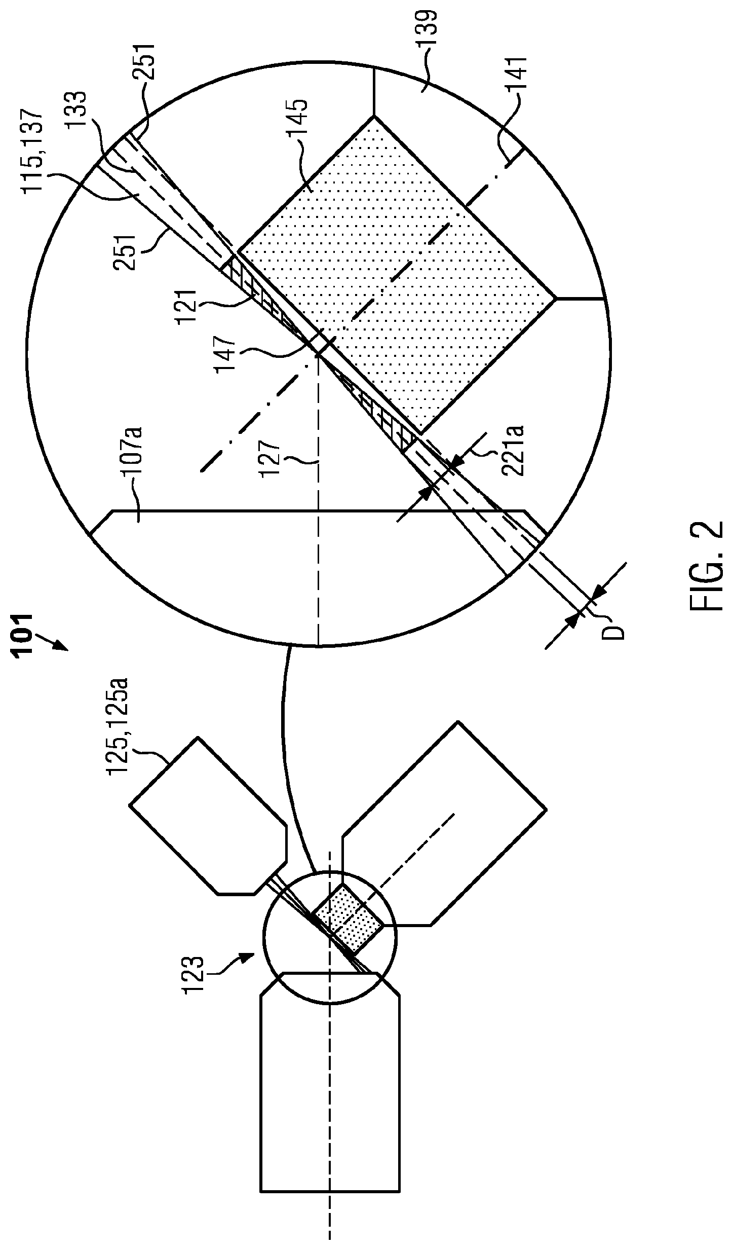 Patent US12326549 Figure 2 – Optical assembly for an inclined-plane microscope for improving the resolution