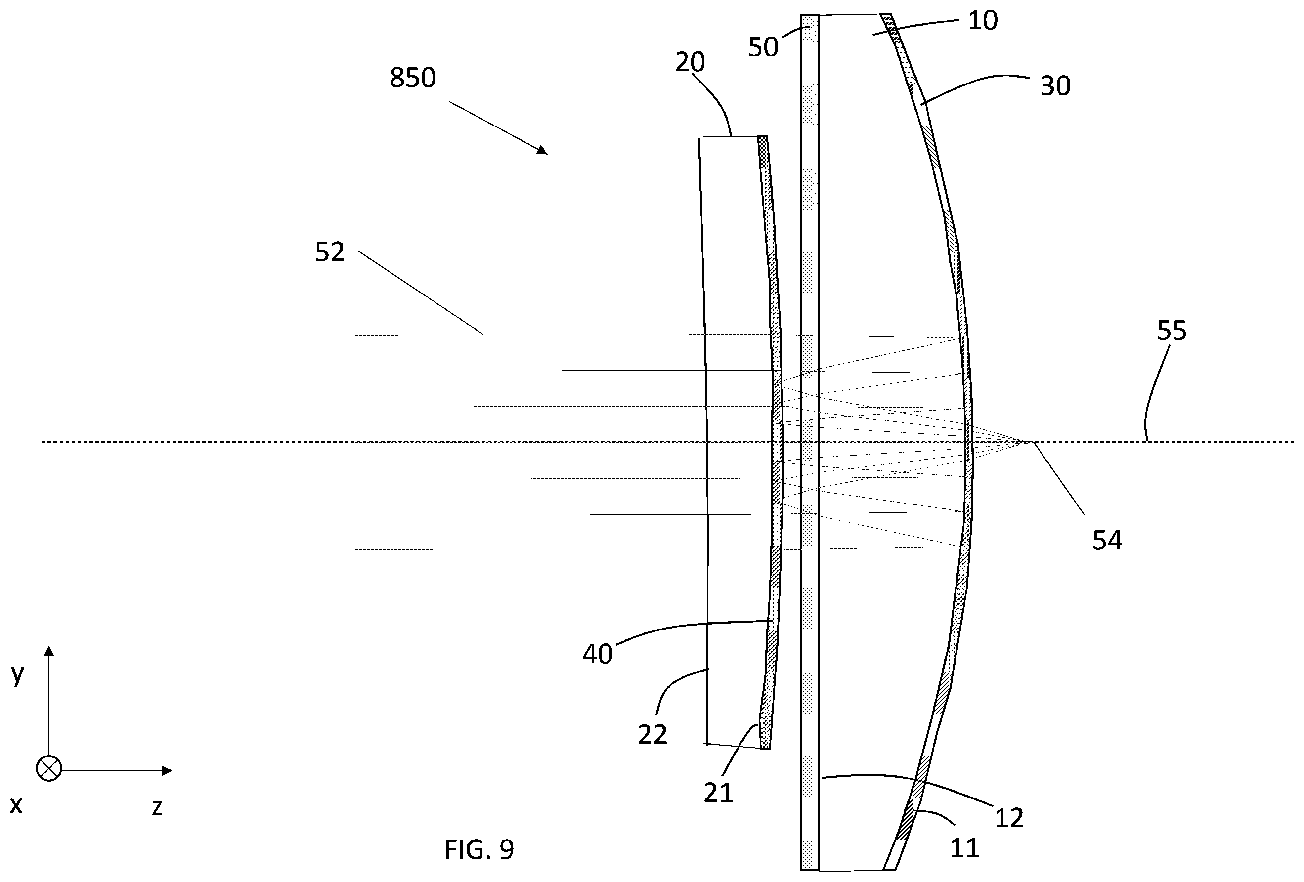 Patent US12326555 Figure 12 – Optical system
