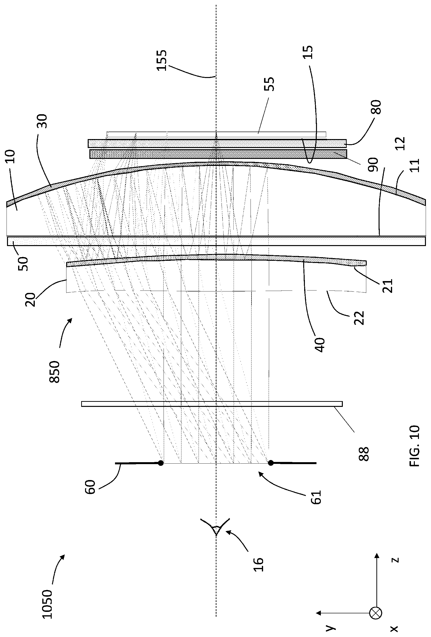 Patent US12326555 Figure 13 – Optical system