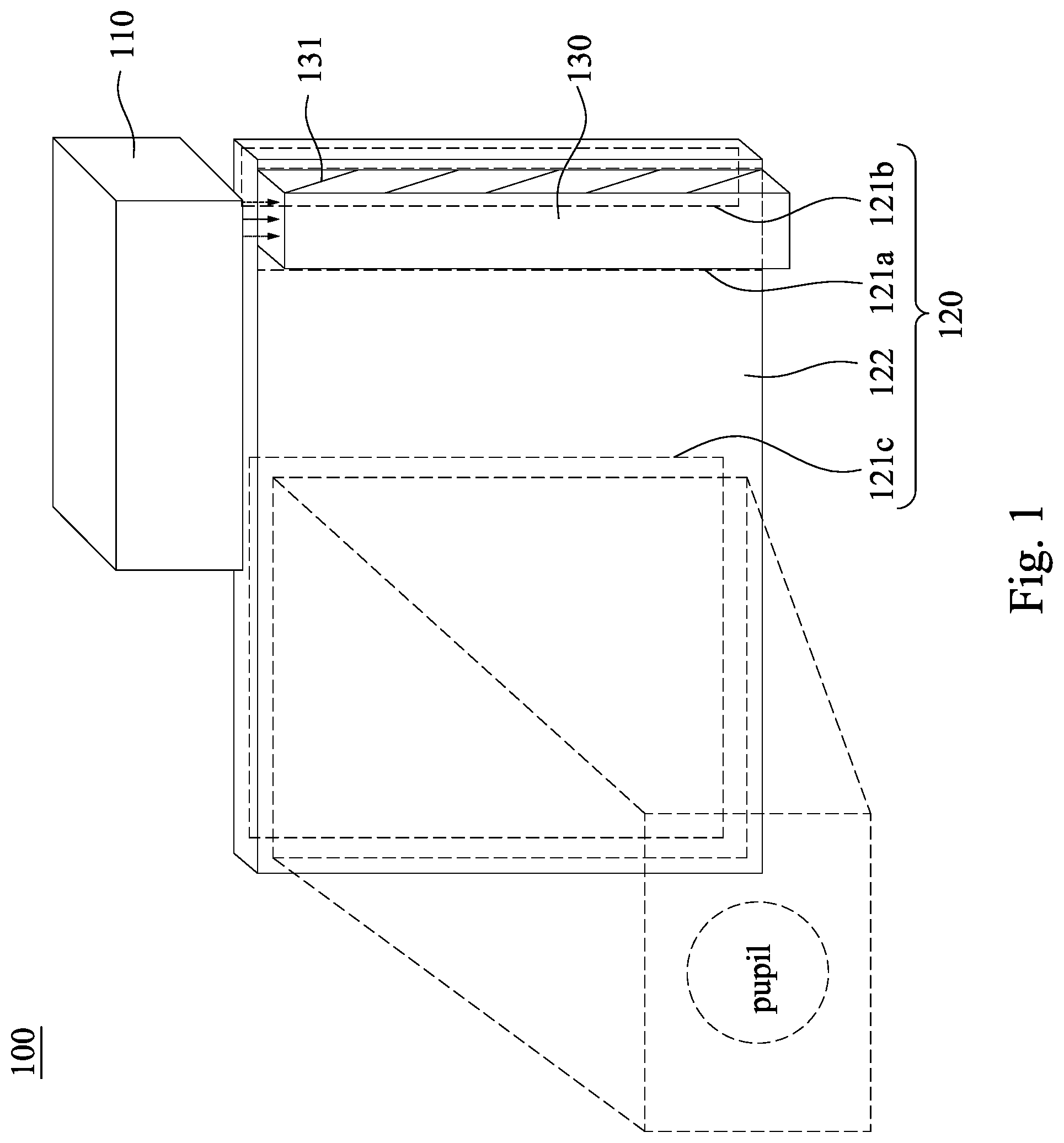 Patent US12326561 Figure 1 – Waveguide device and optical engine
