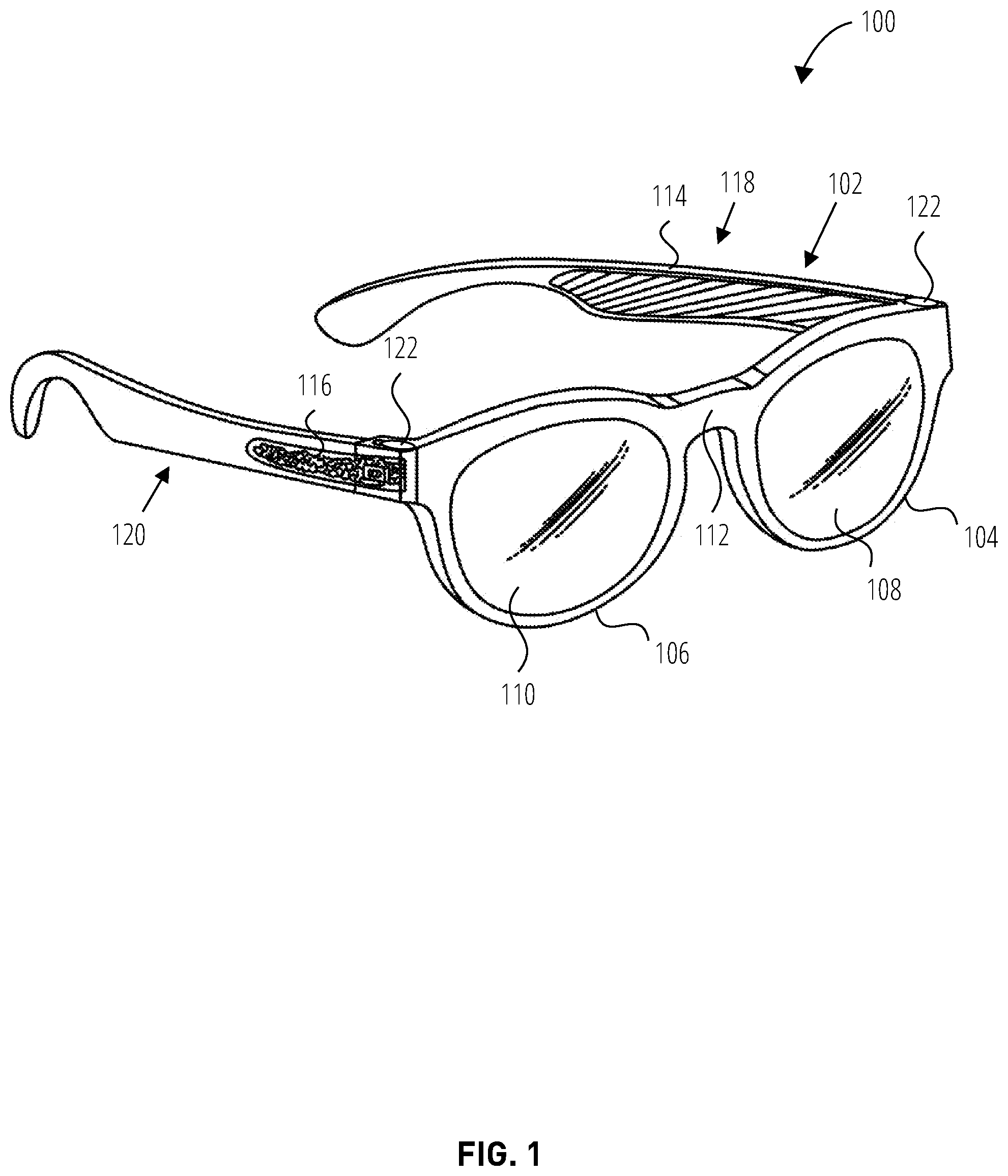 Patent US12326563 Figure 1 – Cantilevered waveguide for extended reality glasses
