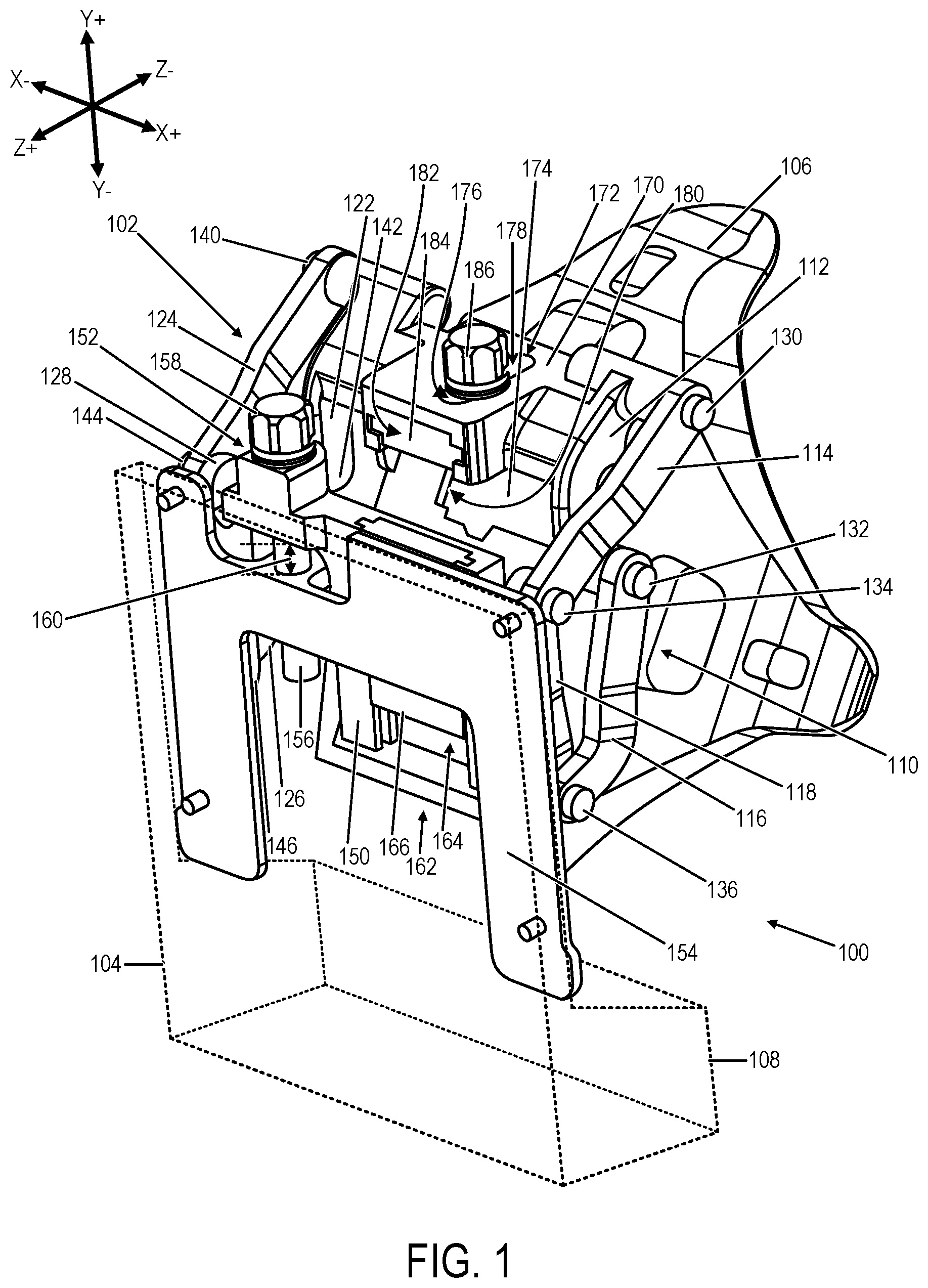 Patent US12326567 Figure 1 – Hinged head-mounted display device