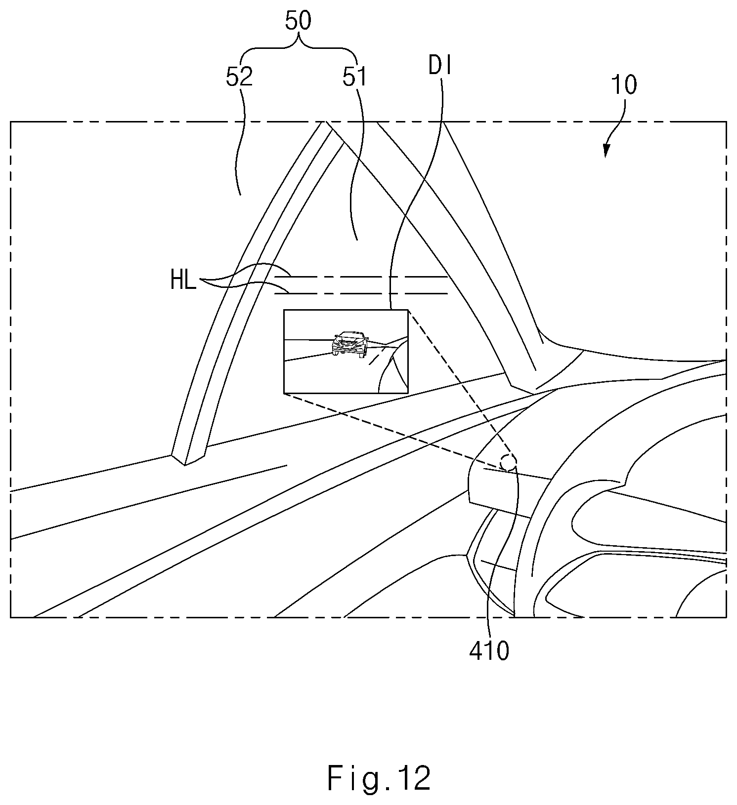 Patent US12326571 Figure 12 – Device for displaying side view of vehicle and method for displaying side view using the same