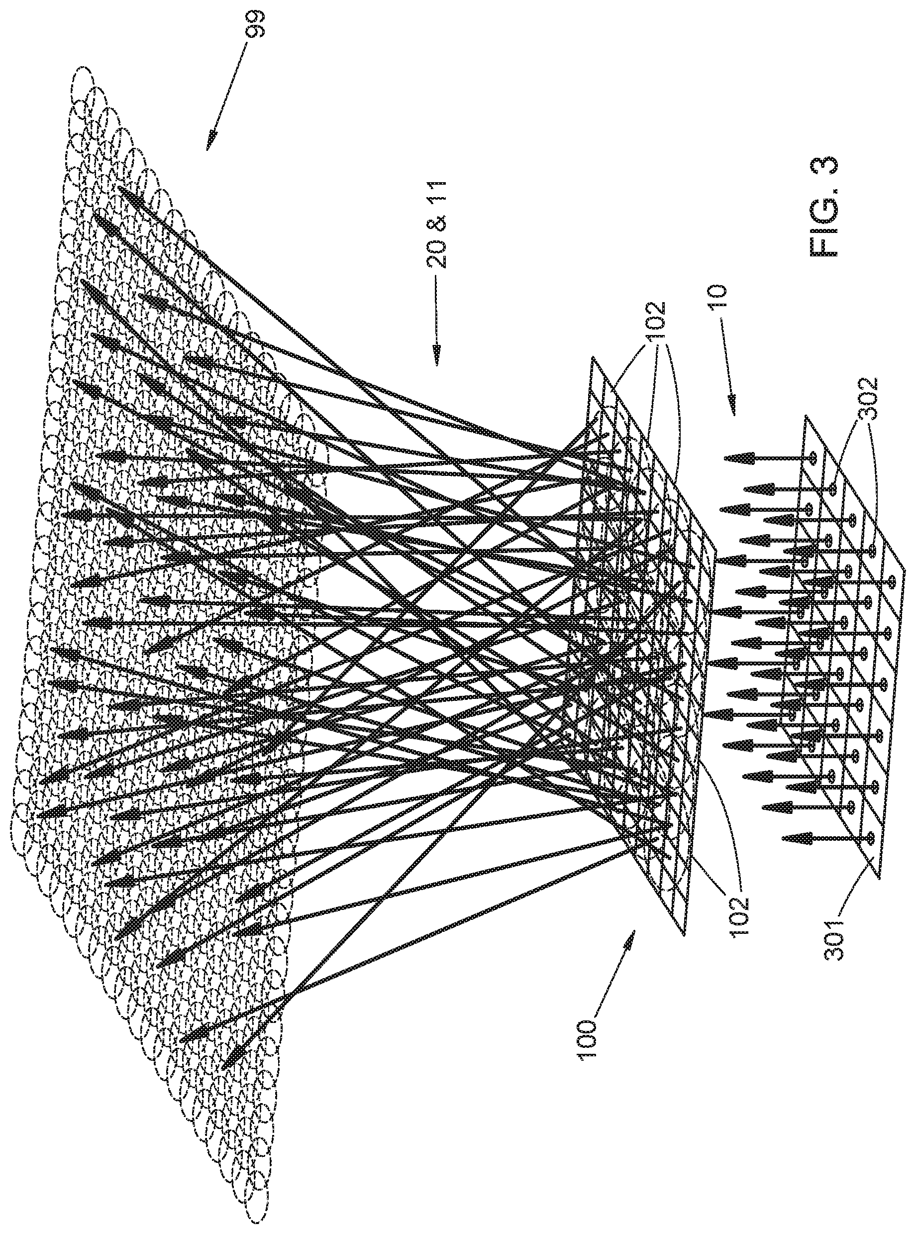 Patent US12326584 Figure 3 – Diffraction grating array for wide-angle illumination