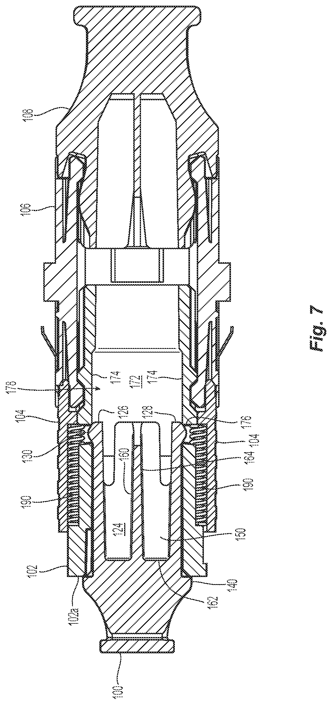 Patent US12326597 Figure 6 – Dust plug for adapter pre-populated with MPO housing