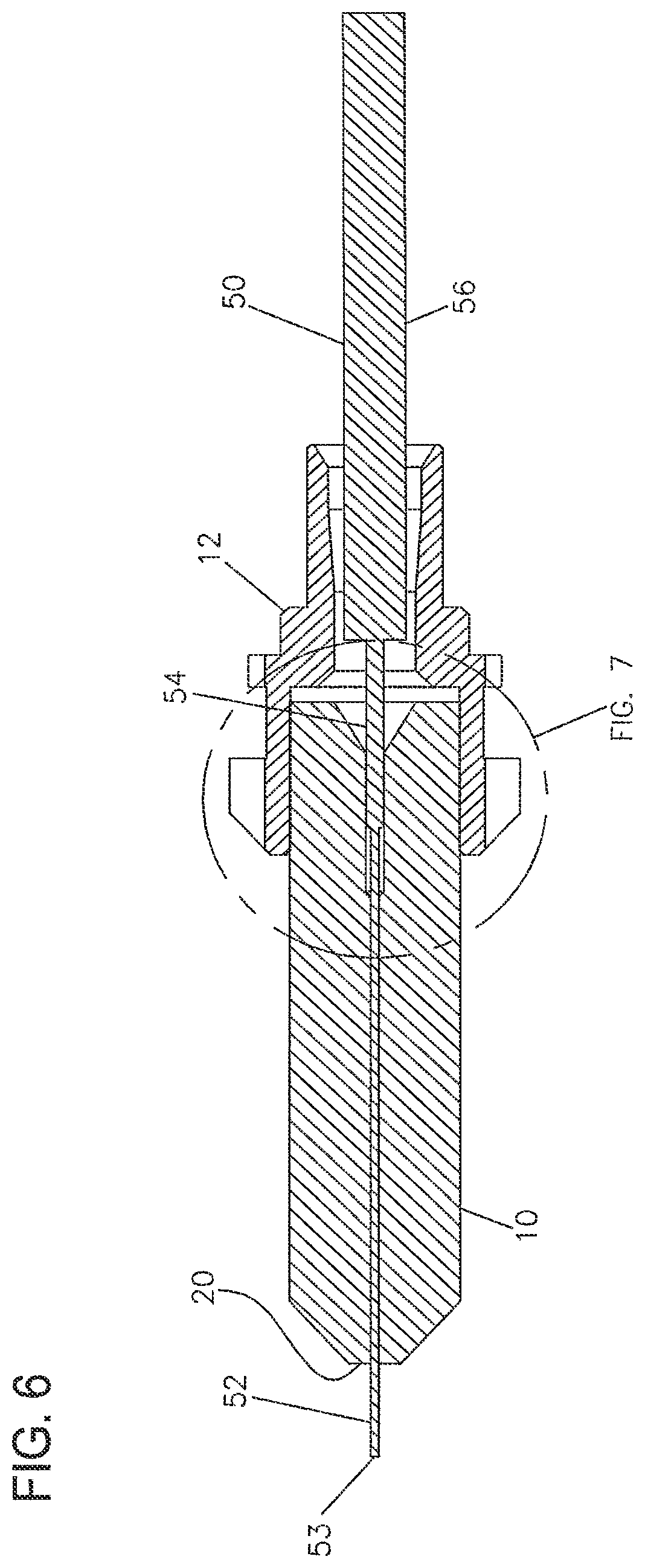 Patent US12326598 Figure 5 – Cable and dual inner diameter ferrule device with smooth internal contours and method