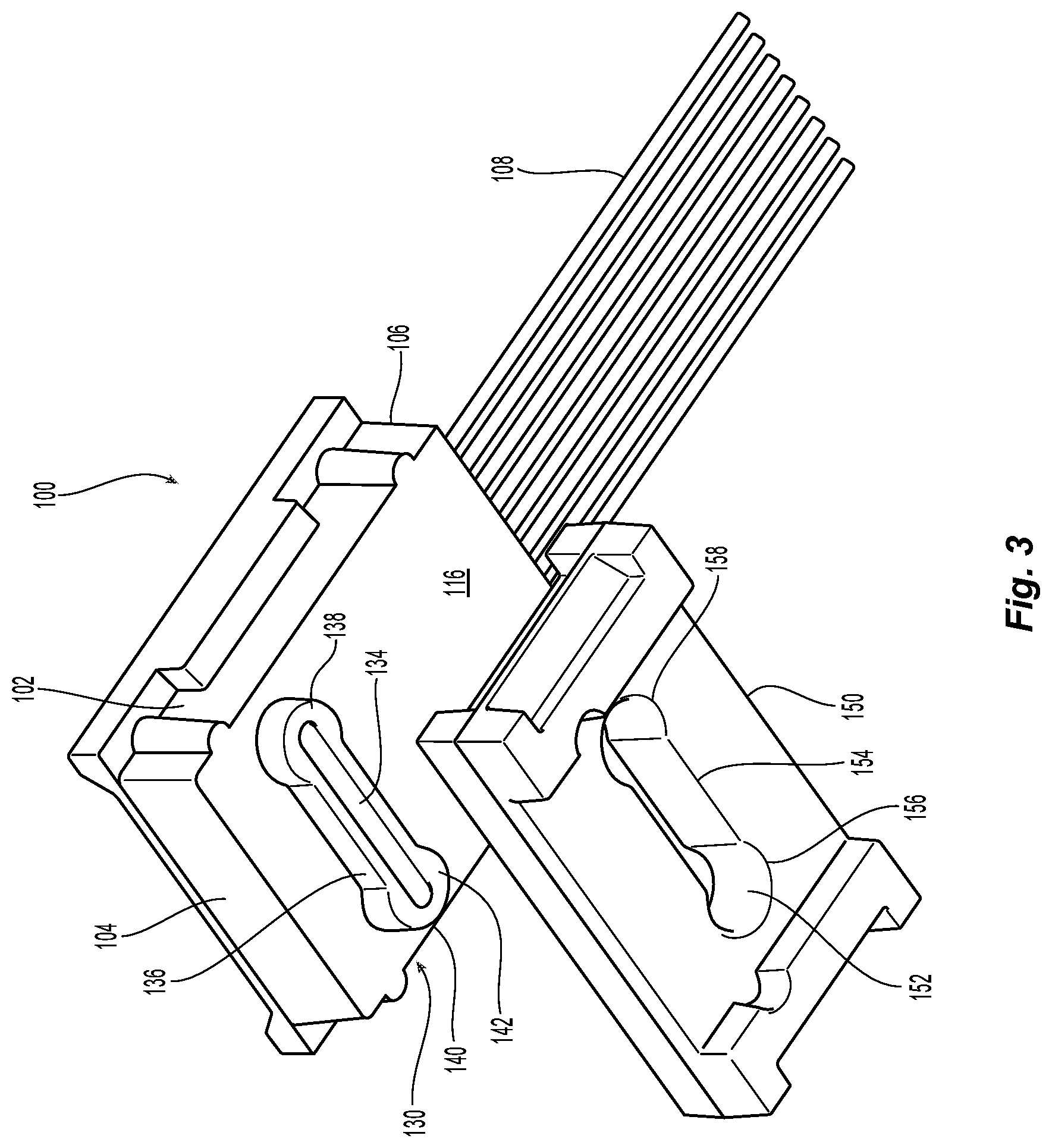 Patent US12326601 Figure 4 – Alignment structure for a fiber optic ferrule and mechanical-optical interface