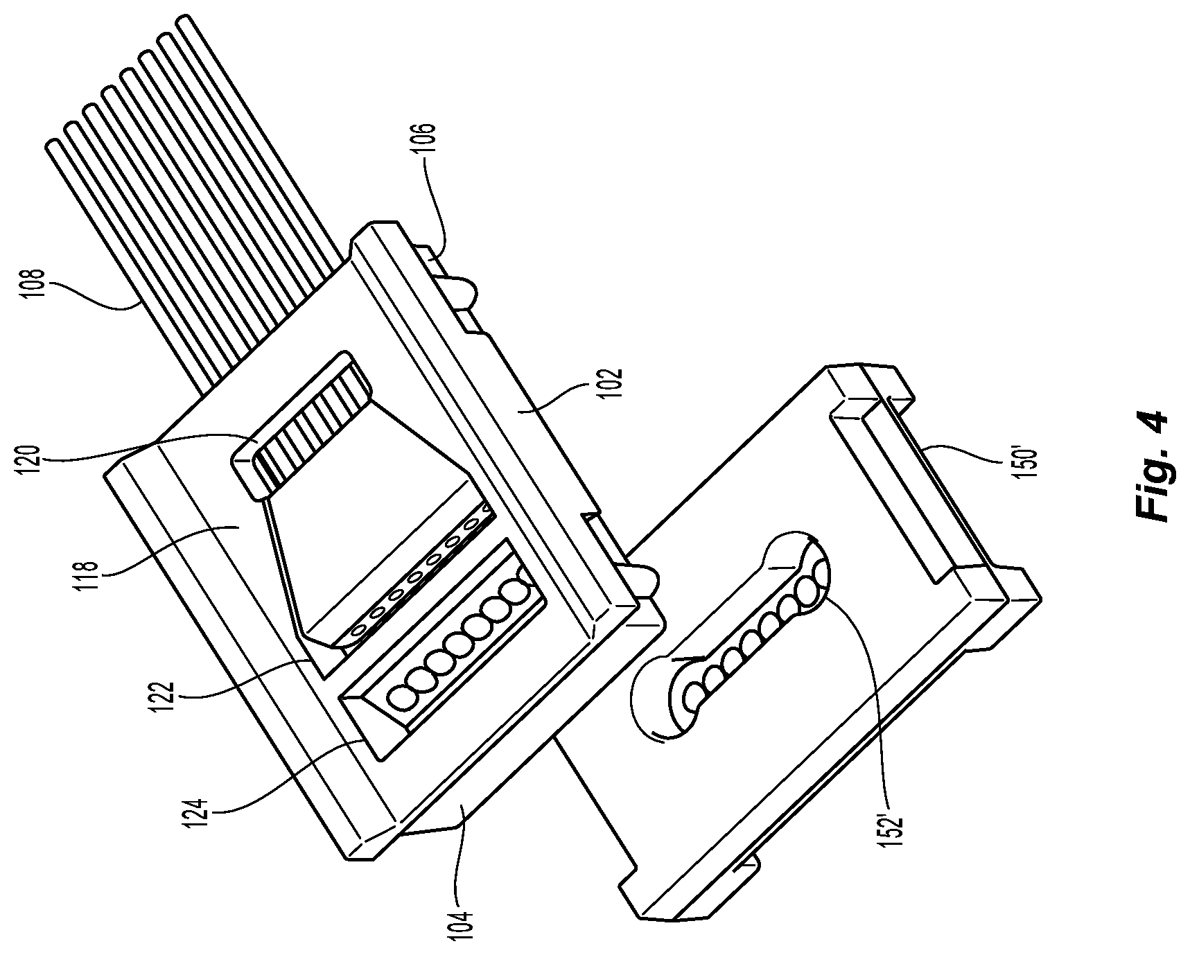 Patent US12326601 Figure 5 – Alignment structure for a fiber optic ferrule and mechanical-optical interface