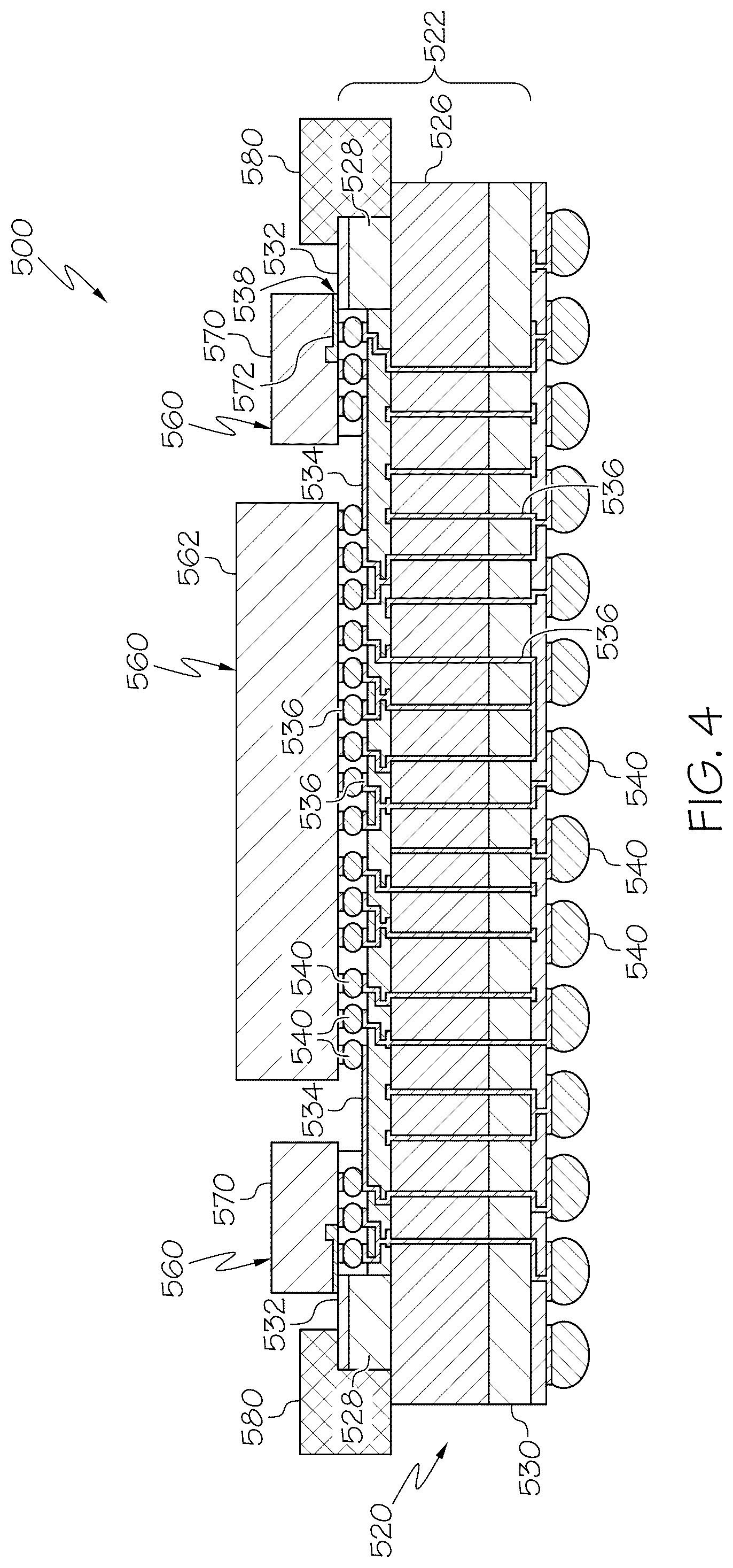 Patent US12326604 Figure 5 – Integrated circuit packages having electrical and optical connectivity and methods of making the same