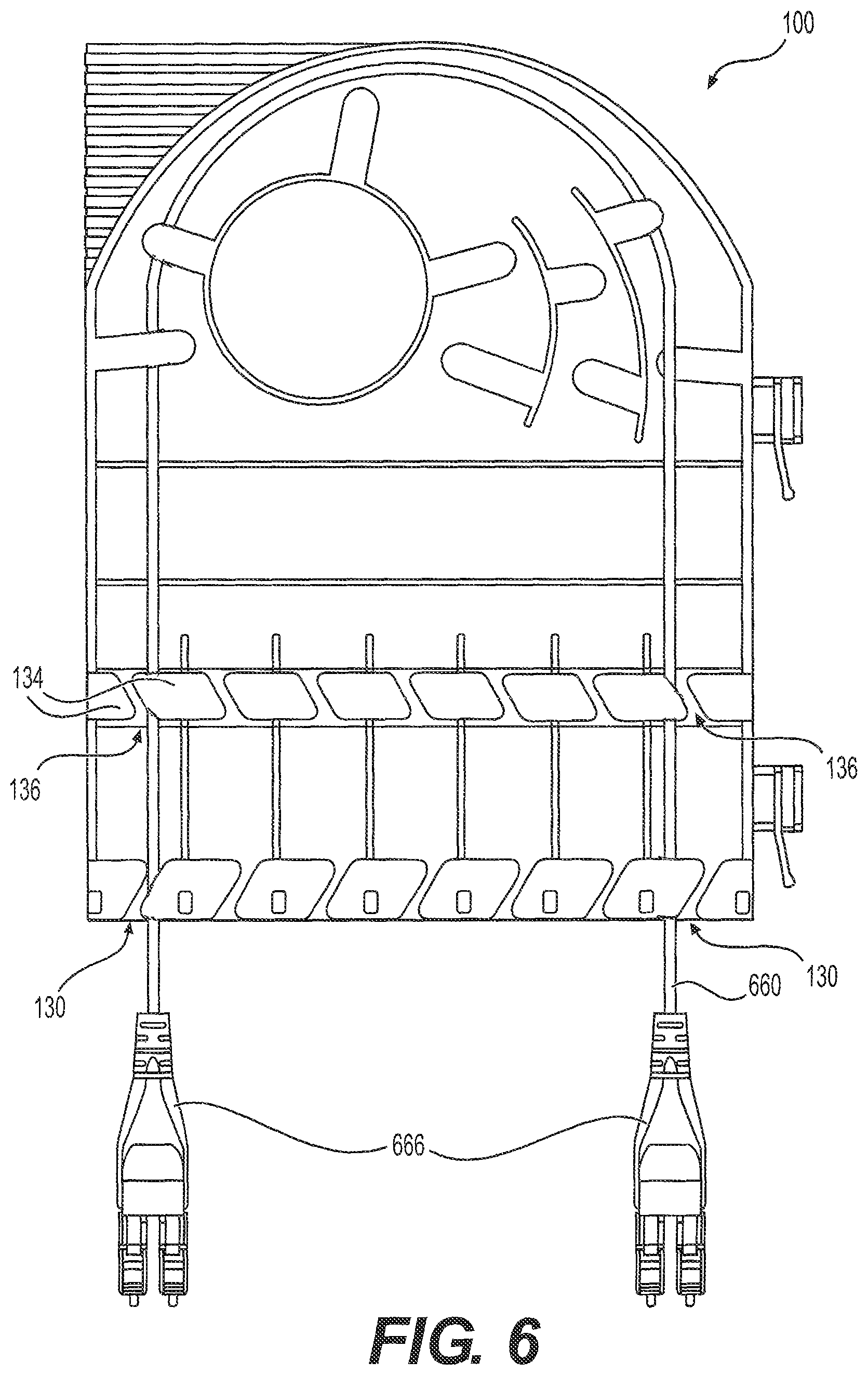 Patent US12326605 Figure 6 – Carriage for patching, splitting, and/or guiding fiber optic cables