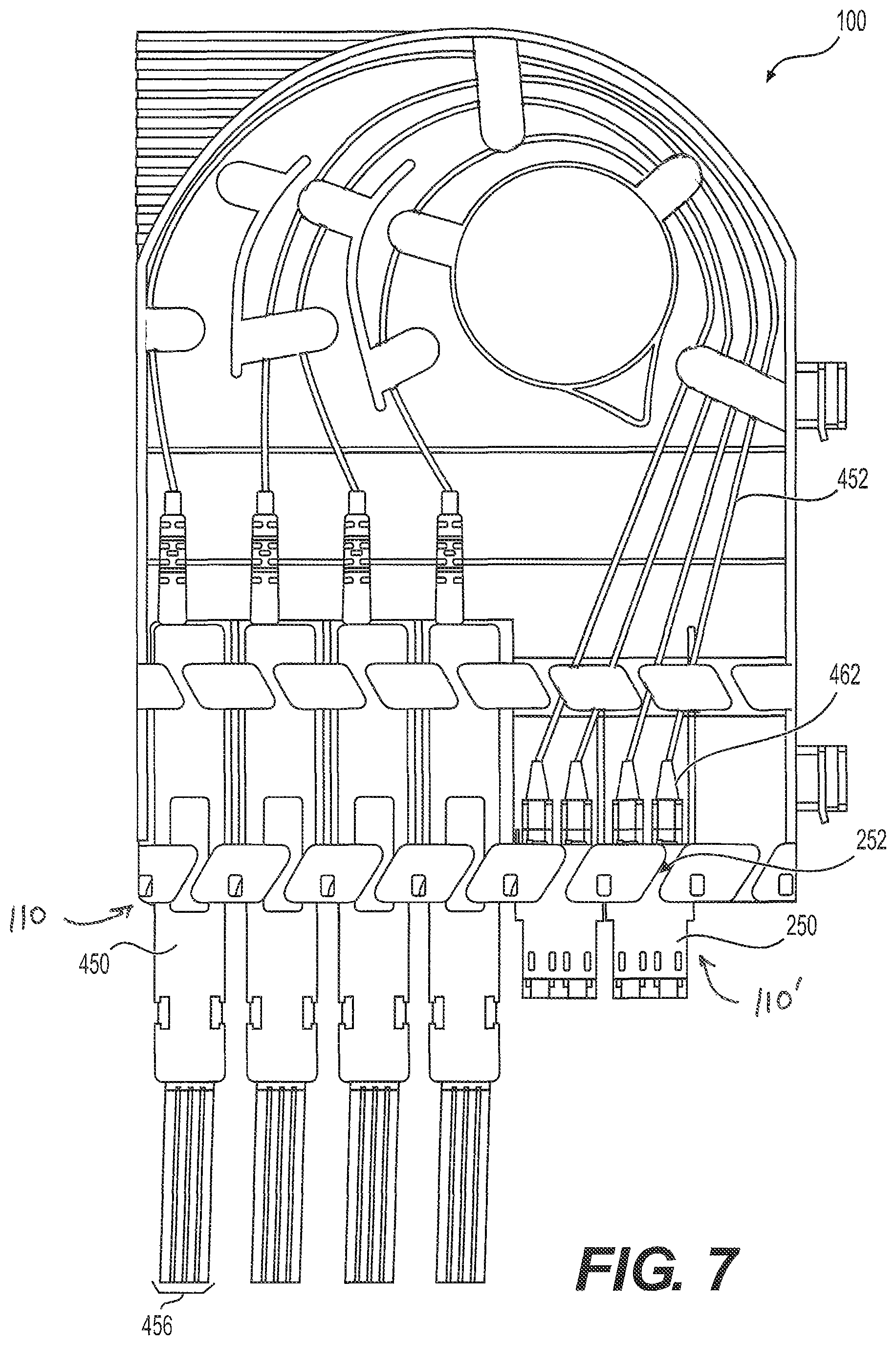 Patent US12326605 Figure 7 – Carriage for patching, splitting, and/or guiding fiber optic cables