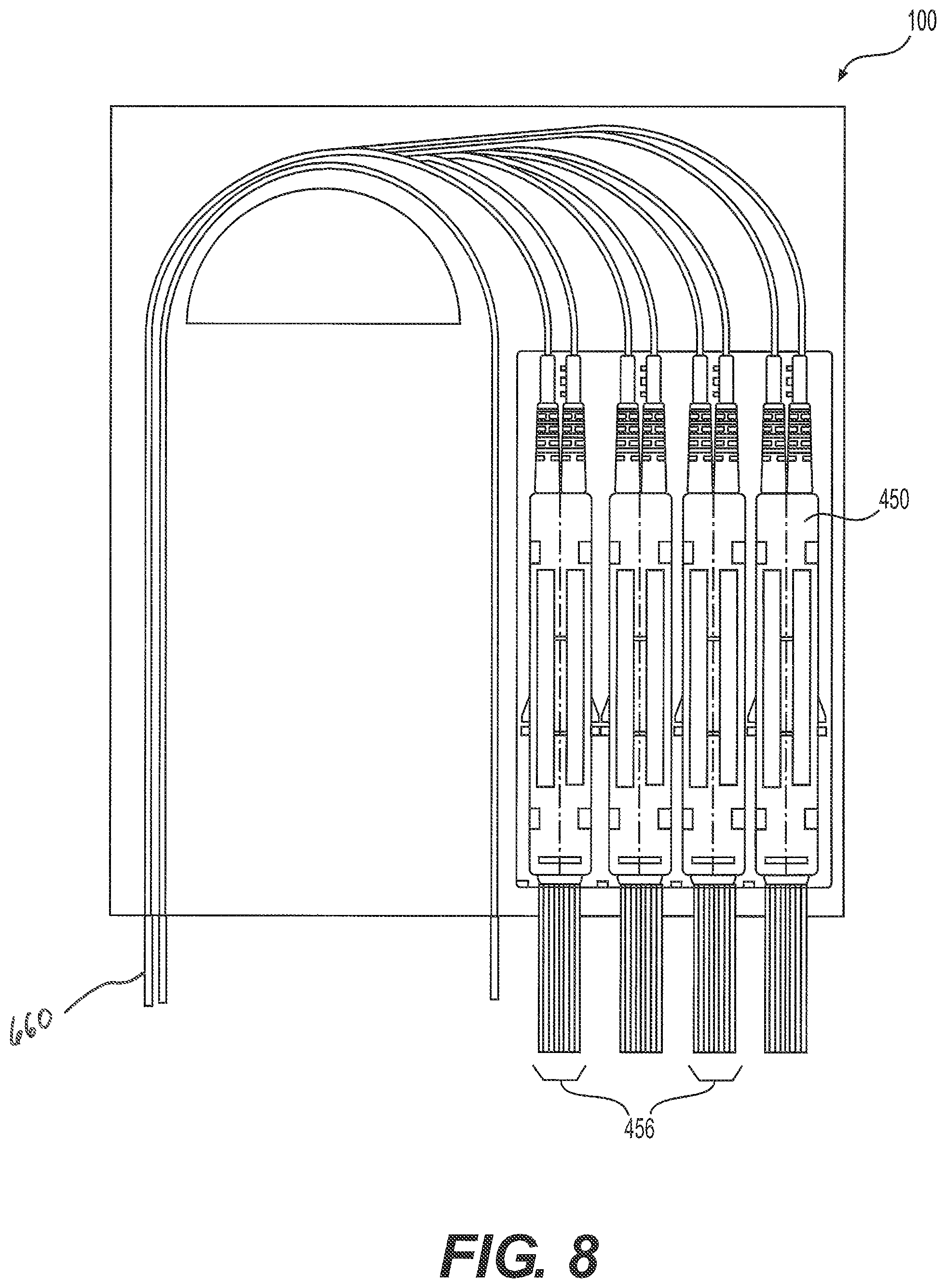 Patent US12326605 Figure 8 – Carriage for patching, splitting, and/or guiding fiber optic cables