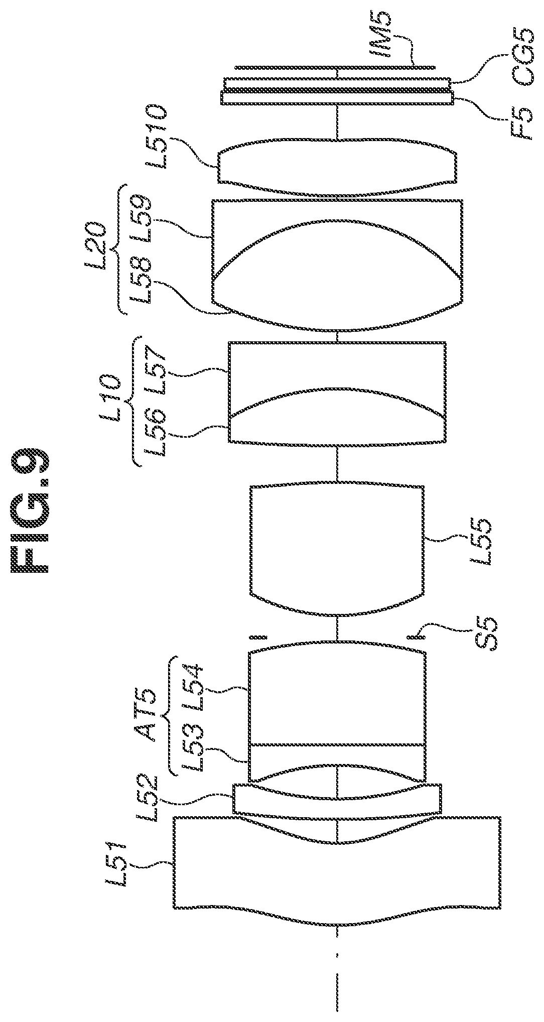 Patent US12326615 Figure 9 – Optical system including negative lens and positive lens, imaging apparatus including the same, in-vehicle system including the same, and moving apparatus including the same