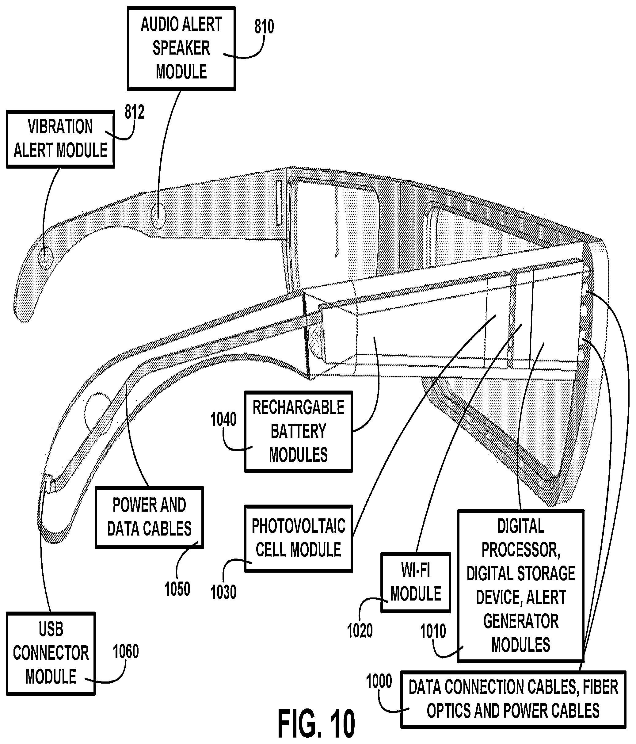 Patent US12326616 Figure 11 – Augmented reality glasses with object recognition