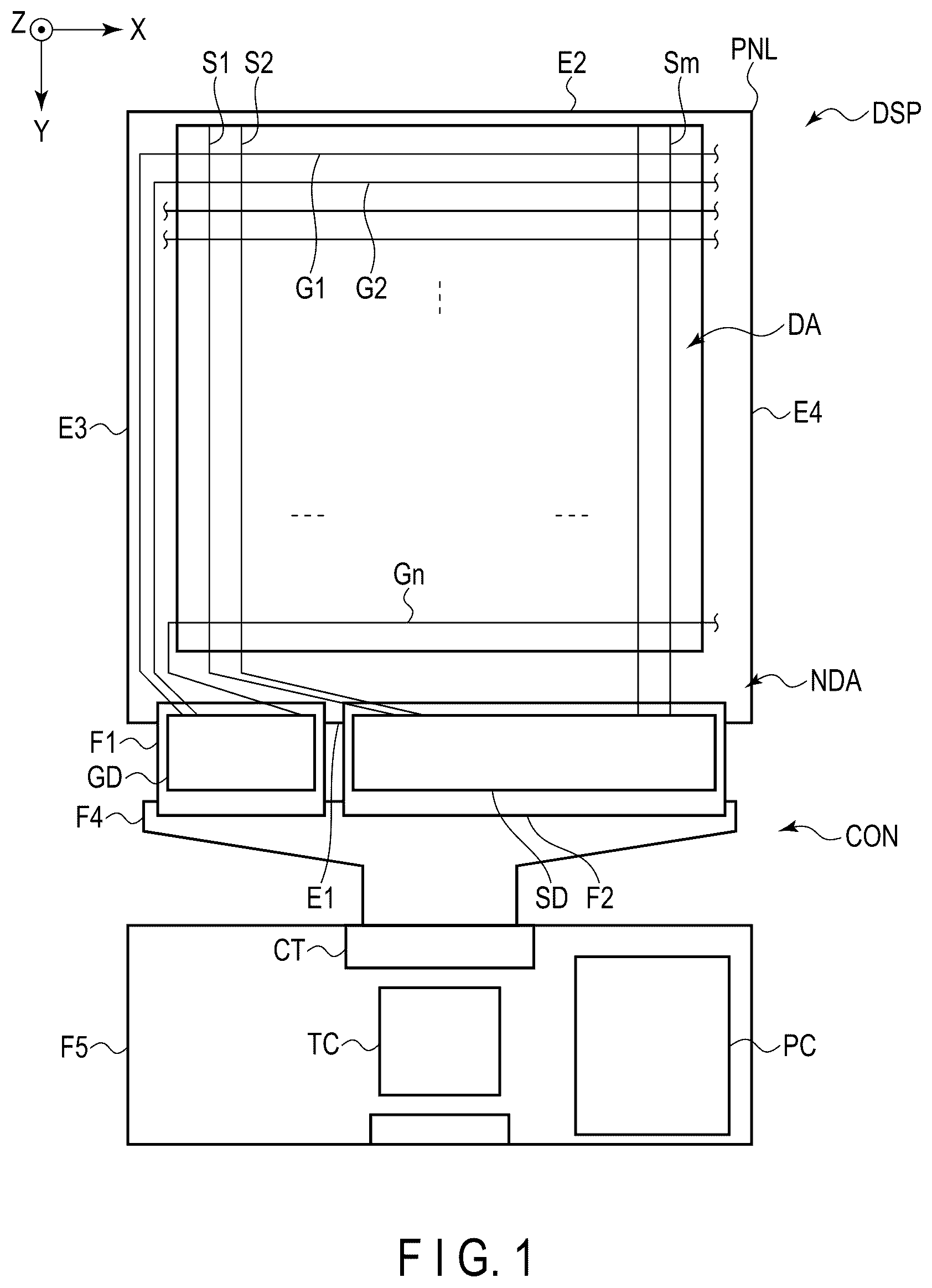 Patent US12326624 Figure 1 – Display device