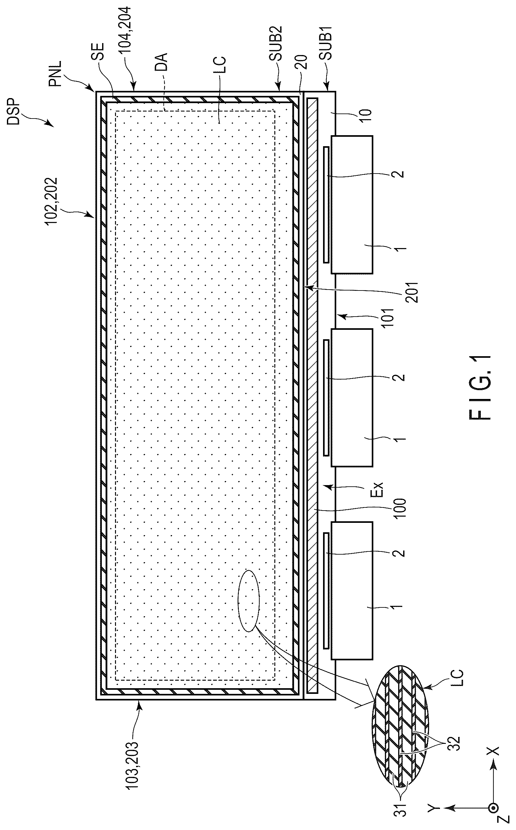 Patent US12326628 Figure 1 – Display device