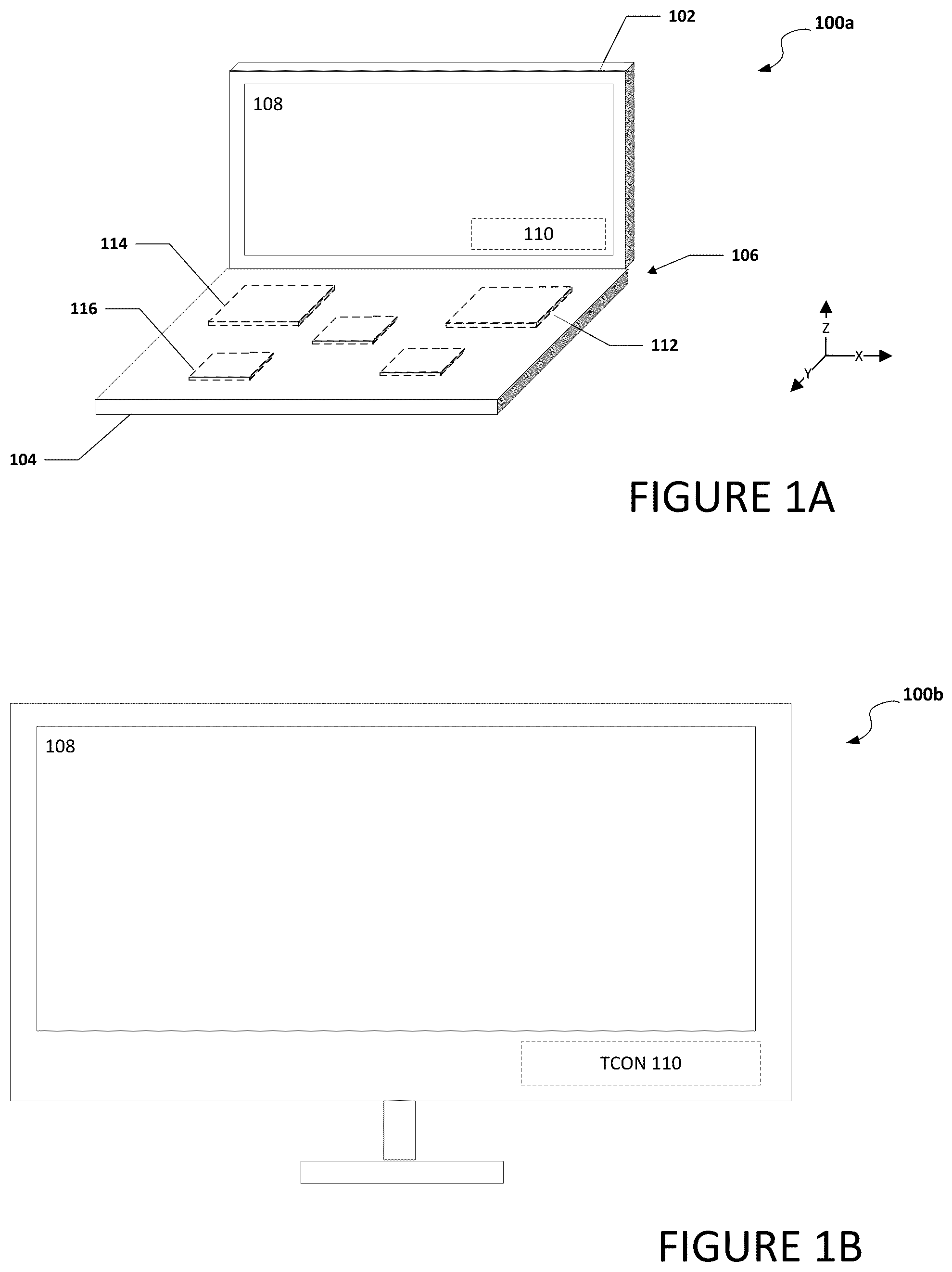 Patent US12326631 Figure 1 – Display with a distributed nano light emitting diode backlight