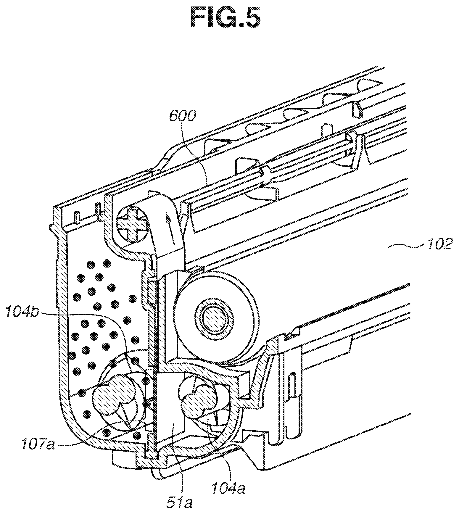 Patent US12326674 Figure 5 – Developing device and method of agitating initial developer inside developing device
