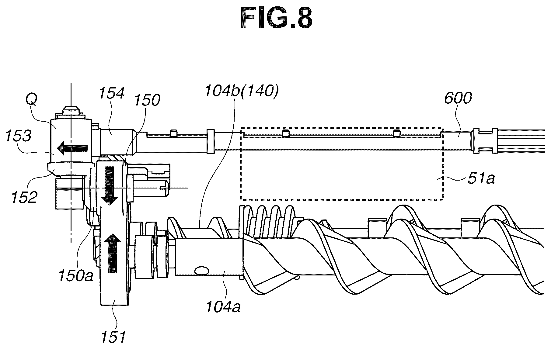Patent US12326674 Figure 8 – Developing device and method of agitating initial developer inside developing device