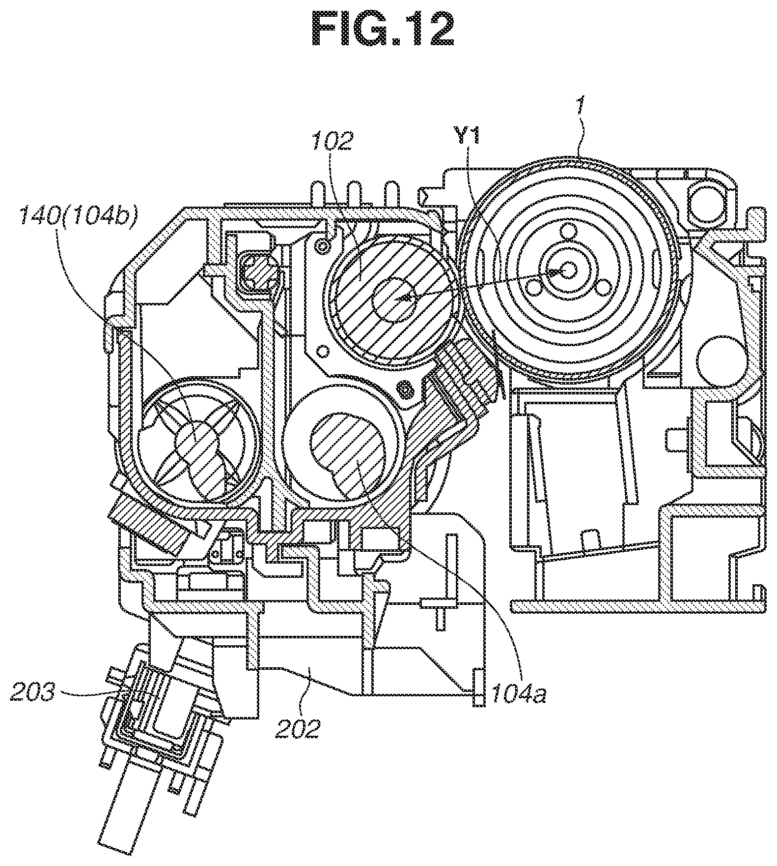 Patent US12326674 Figure 12 – Developing device and method of agitating initial developer inside developing device