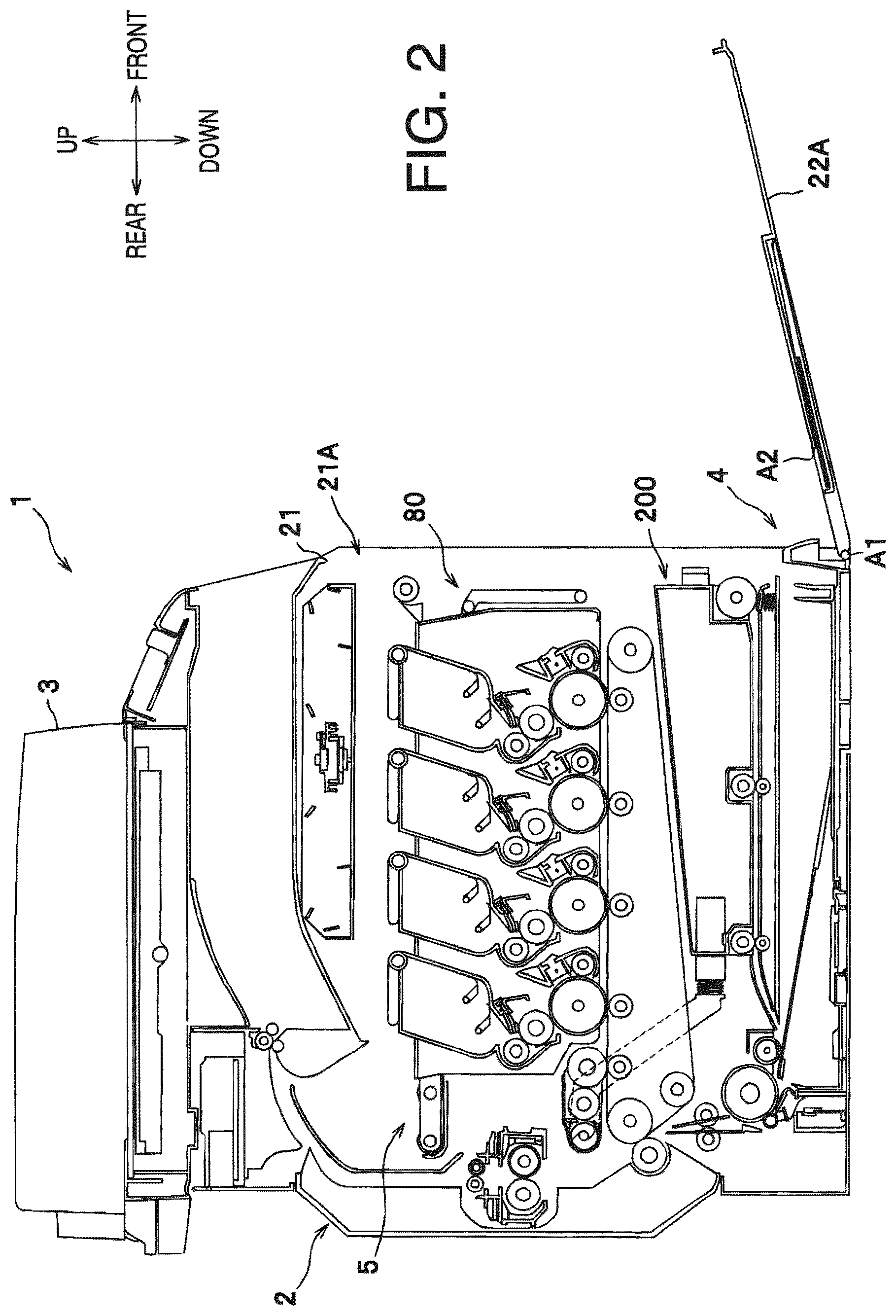 Patent US12326675 Figure 2 – Image forming apparatus with removable waste toner container and exposable feeding path