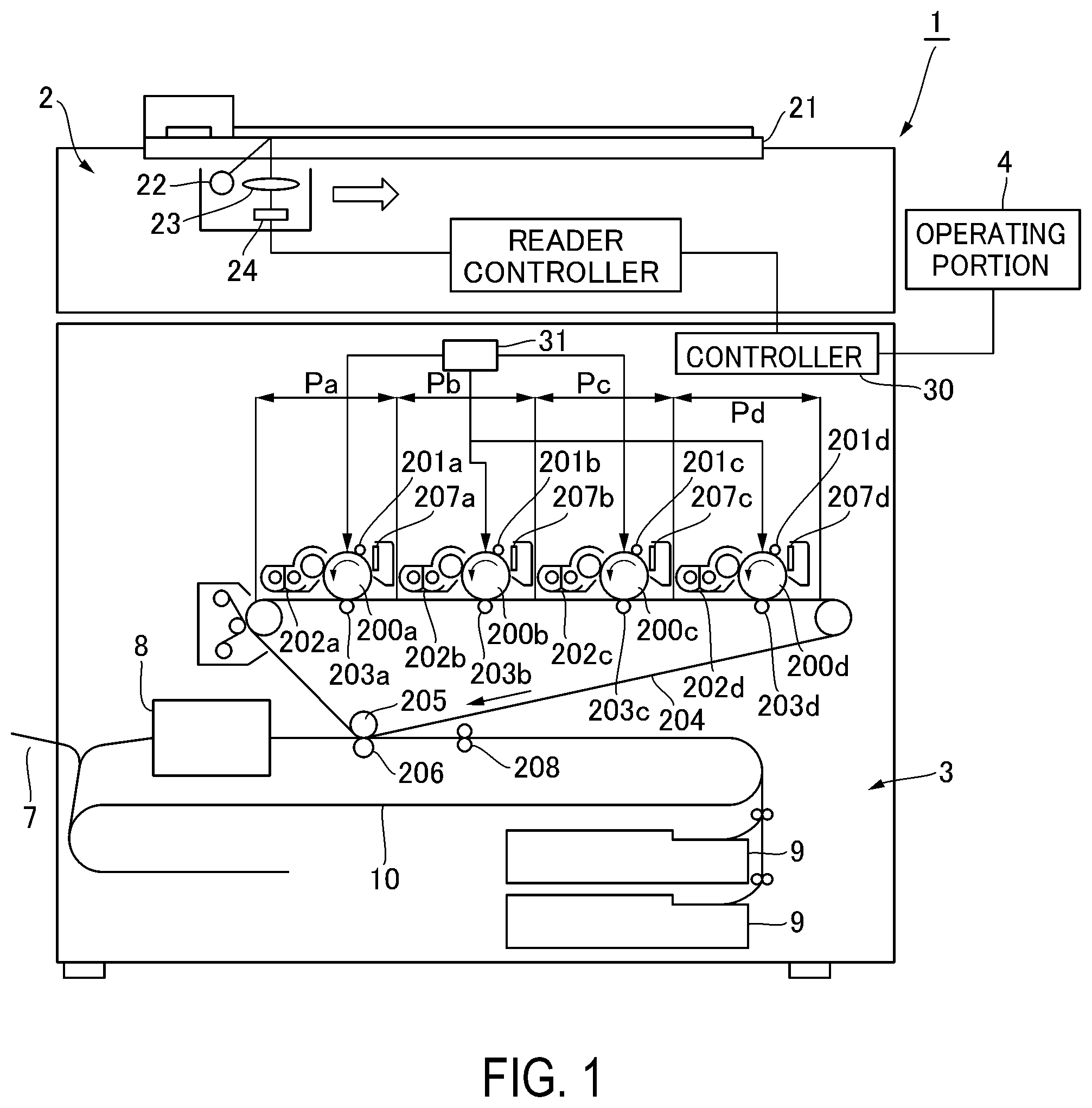 Patent US12326678 Figure 1 – Image forming apparatus with blown-air separation of recording material from fixing member
