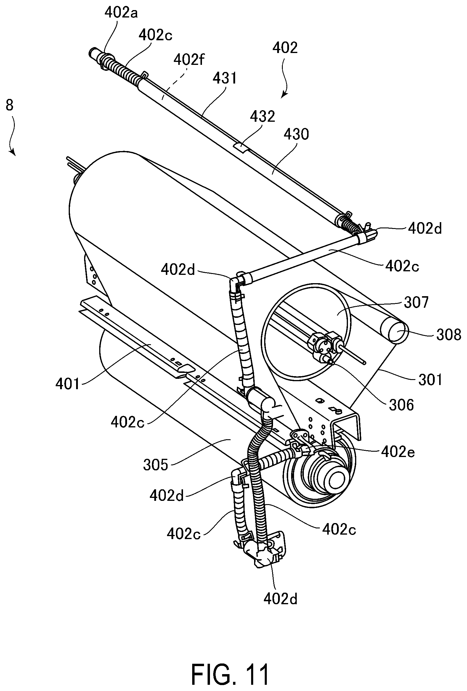 Patent US12326678 Figure 11 – Image forming apparatus with blown-air separation of recording material from fixing member