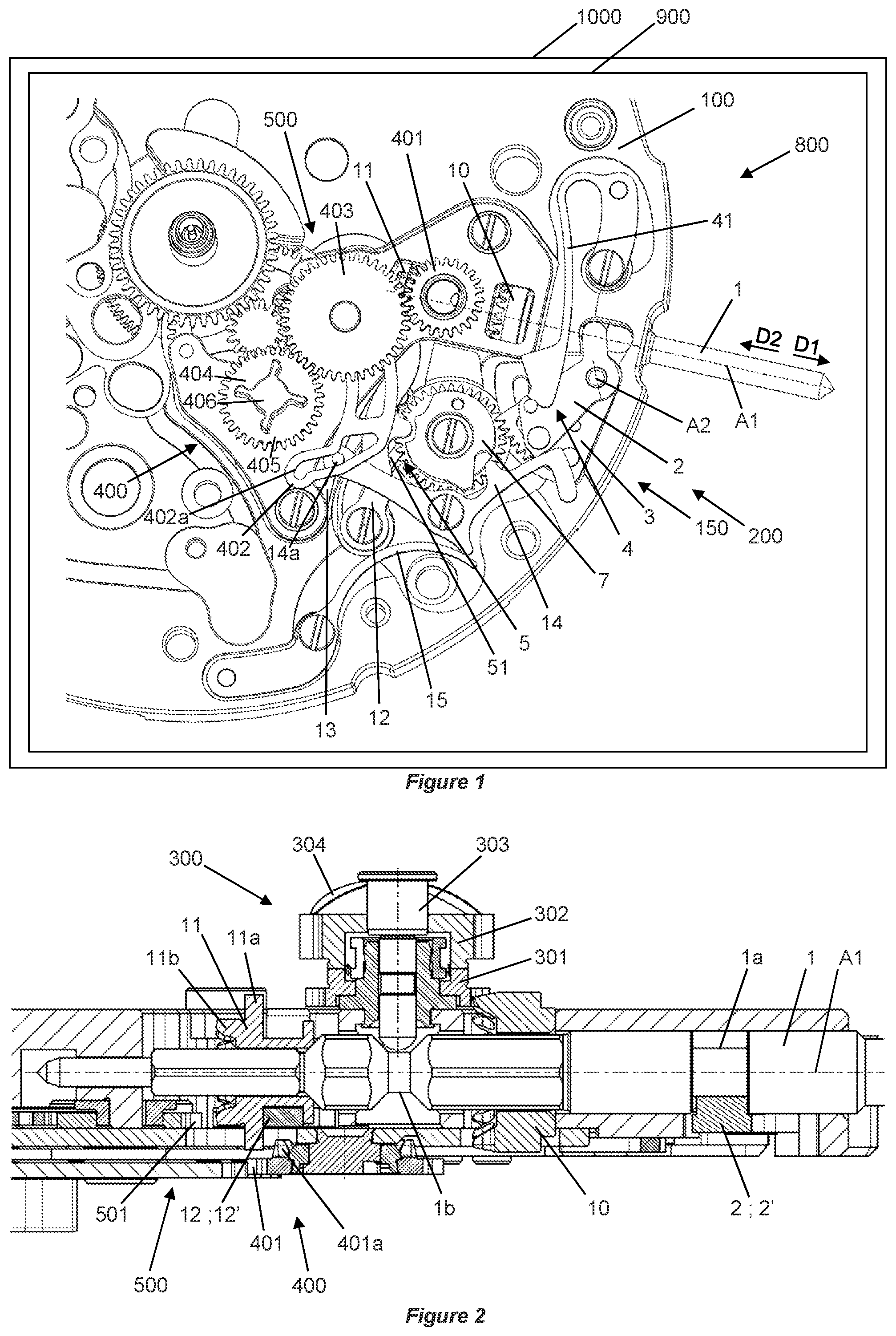 Patent US12326695 Figure 1 – Device for selecting timepiece functions