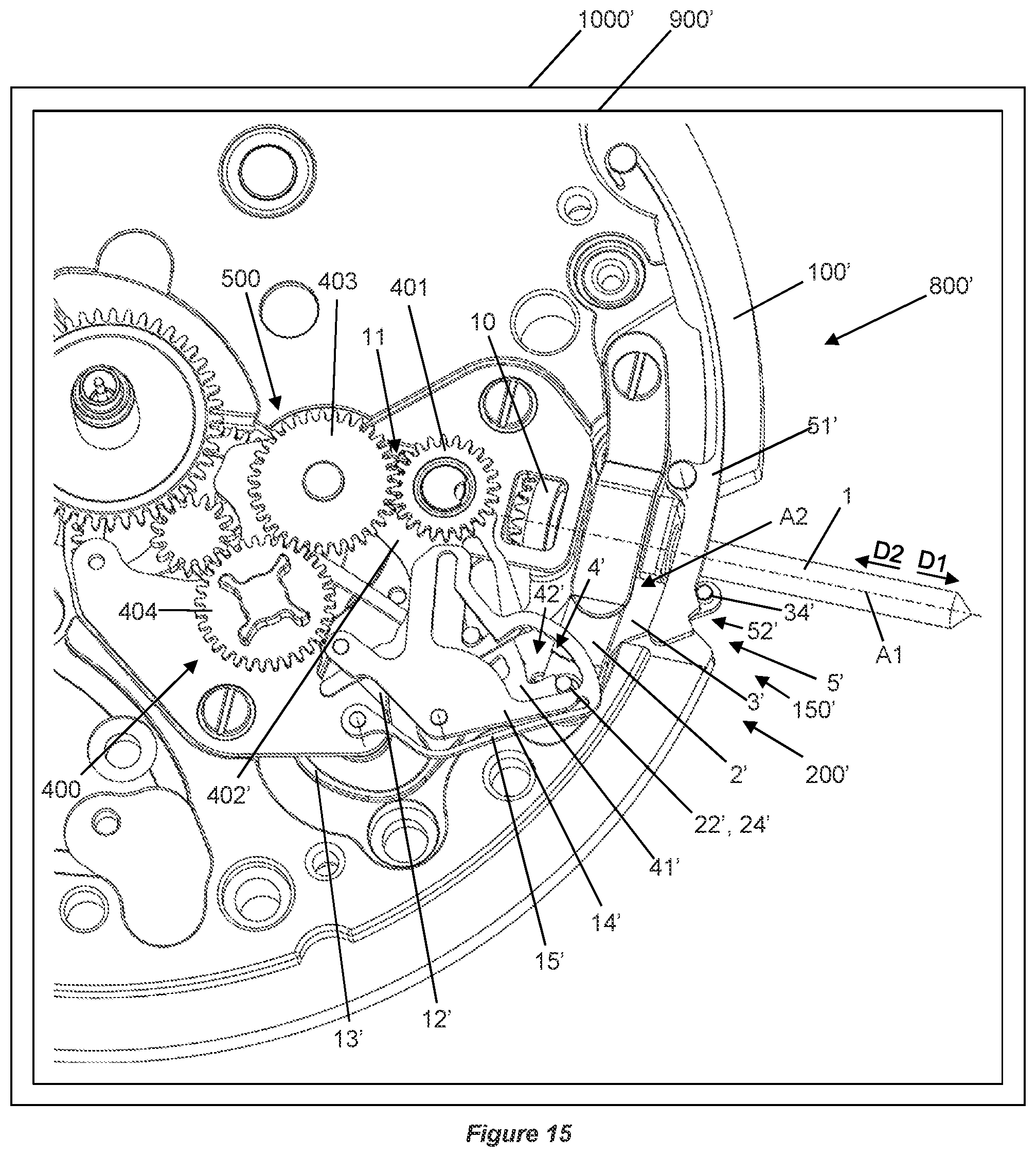Patent US12326695 Figure 8 – Device for selecting timepiece functions