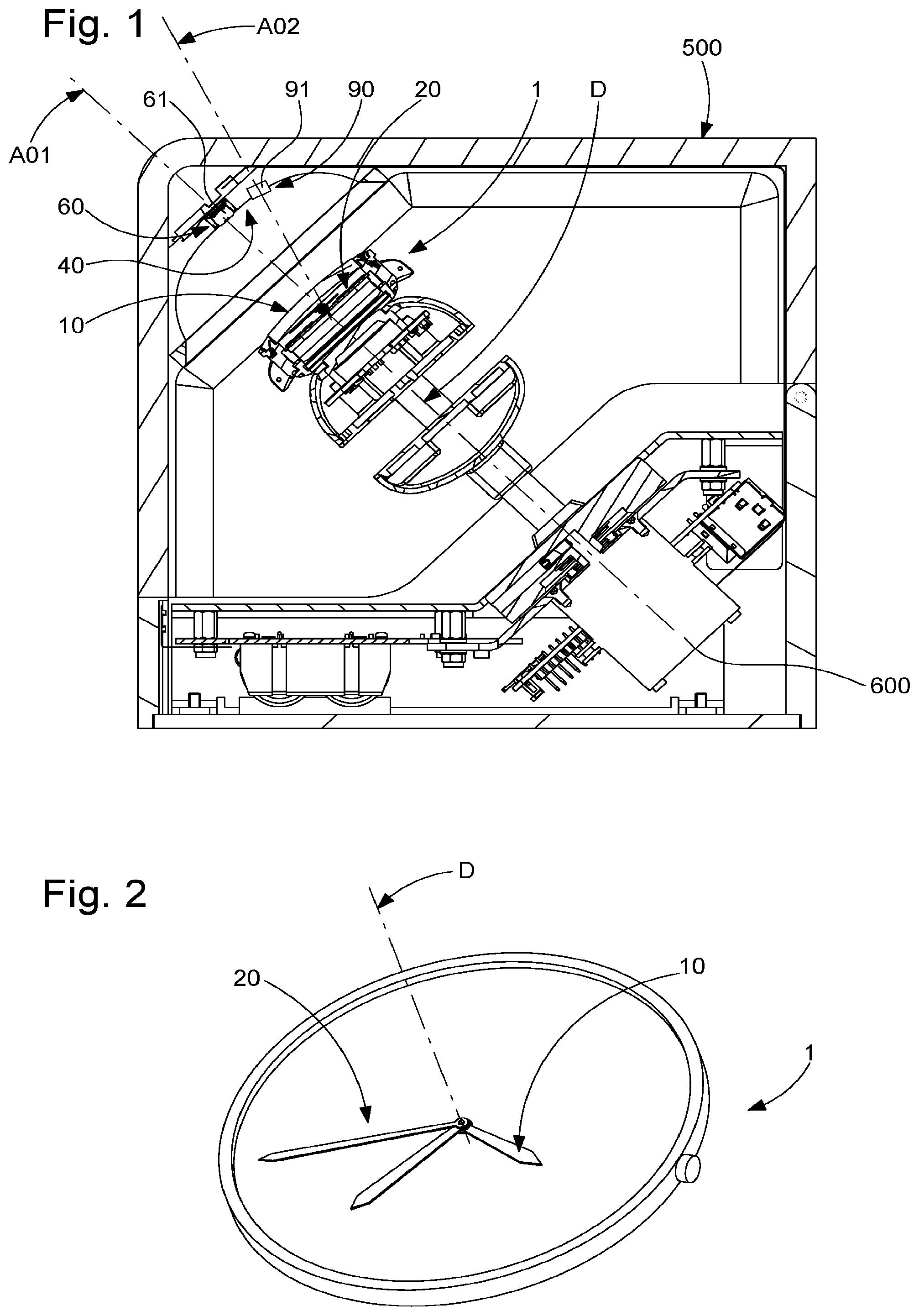 Patent US12326696 Figure 1 – Device for determining the position of a horological display