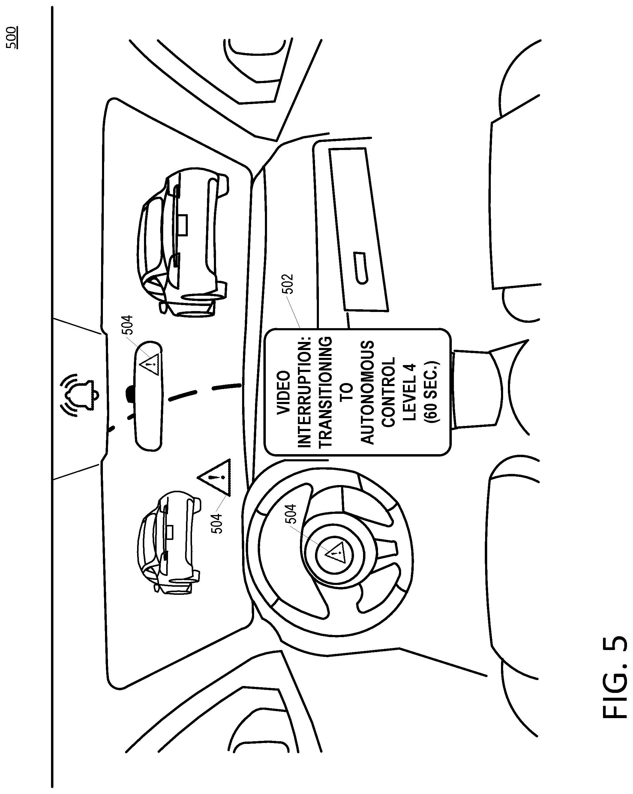 Patent US12326727 Figure 5 – Manual control re-engagement in an autonomous vehicle