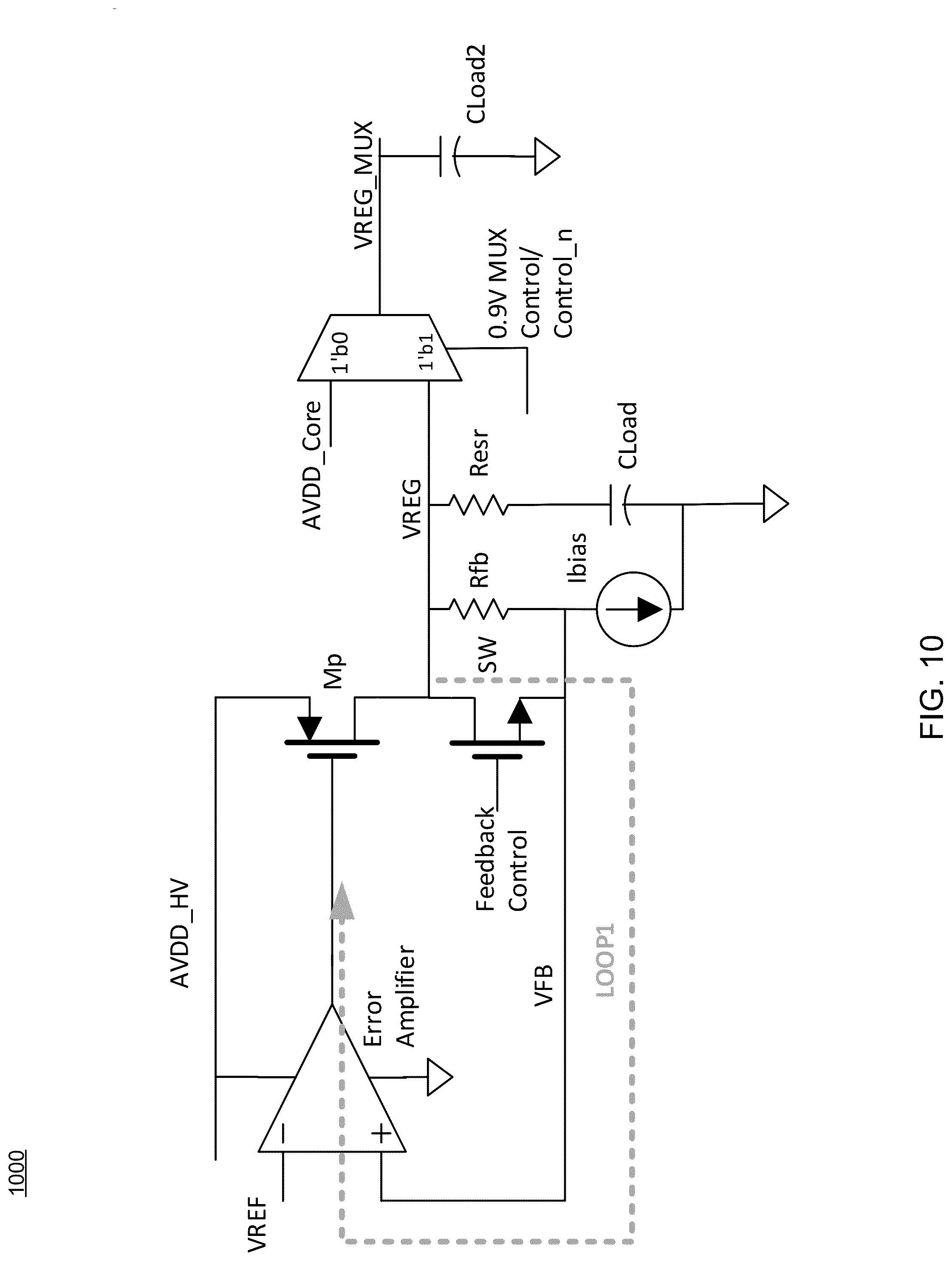 Patent US12326747 Figure 10 – Dual-mode low dropout regulator with fast transient switching between modes