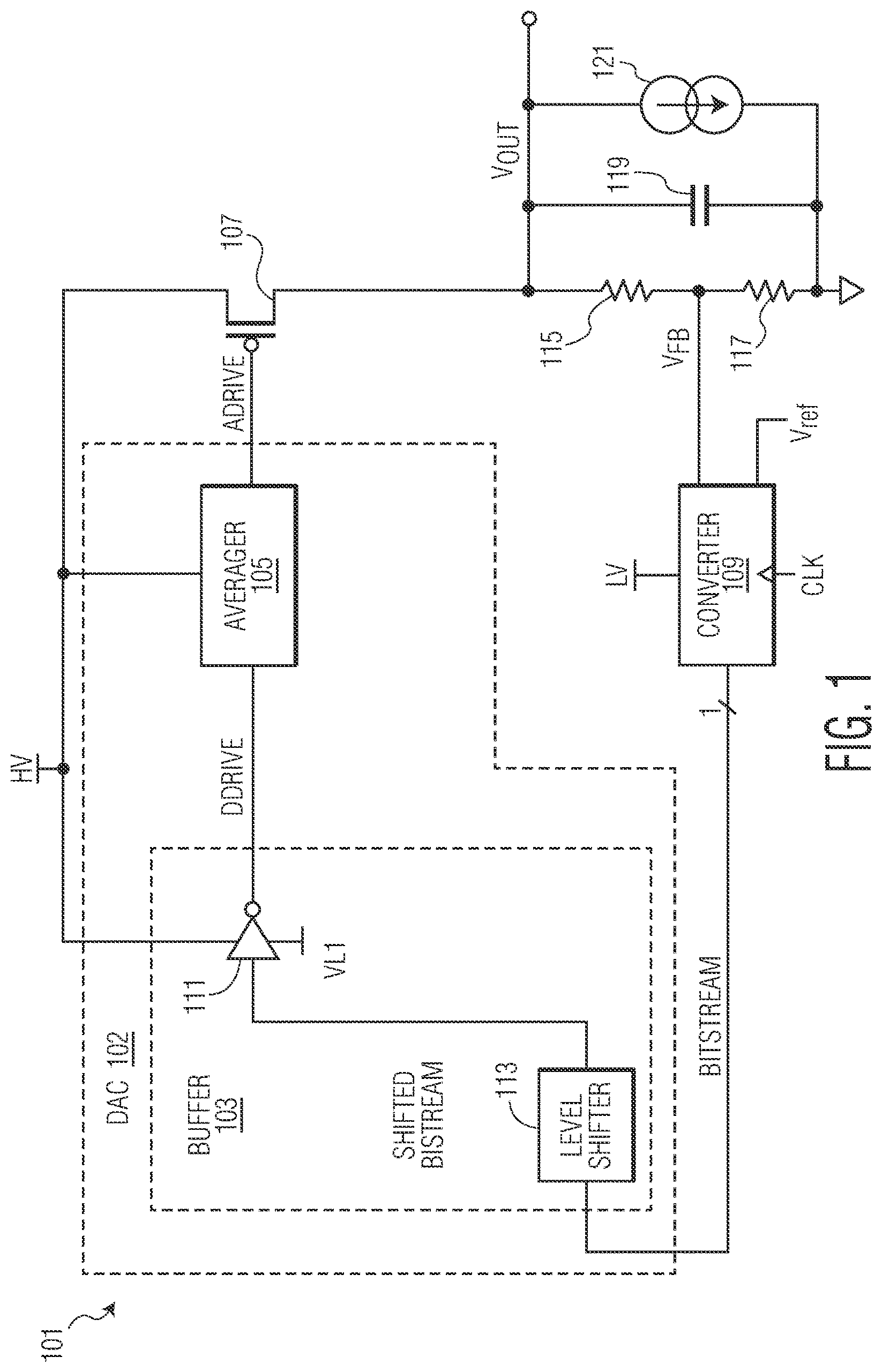 Patent US12326748 Figure 1 – Linear voltage regulator using serial bit stream for voltage regulation