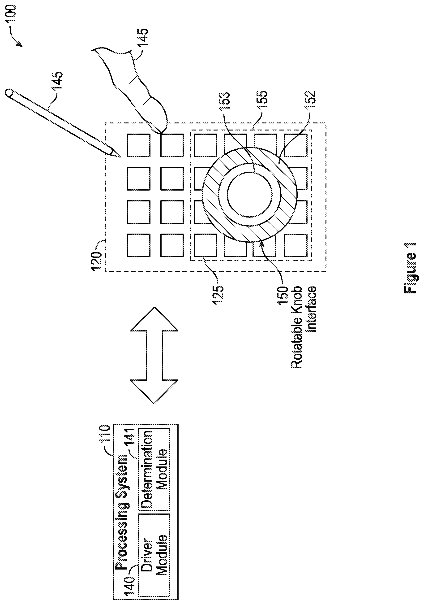 Patent US12326750 Figure 1 – Capacitive knob sensing system and method using transparent sensing