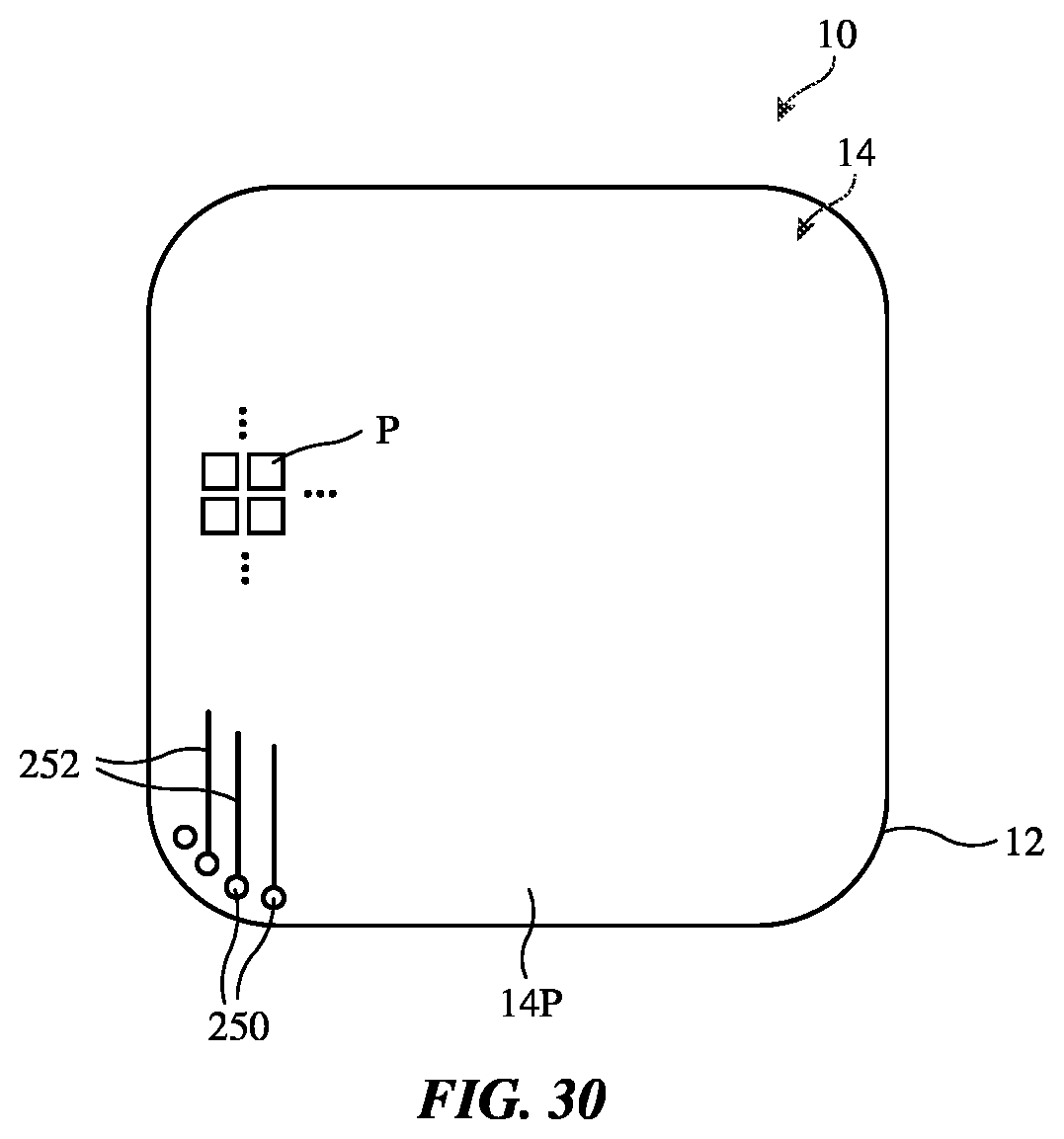 Patent US12326760 Figure 12 – Electronic devices with borderless displays