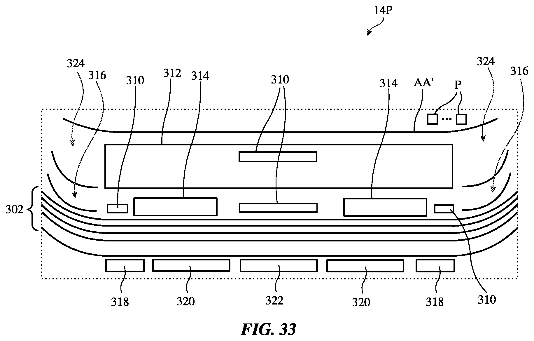 Patent US12326760 Figure 15 – Electronic devices with borderless displays