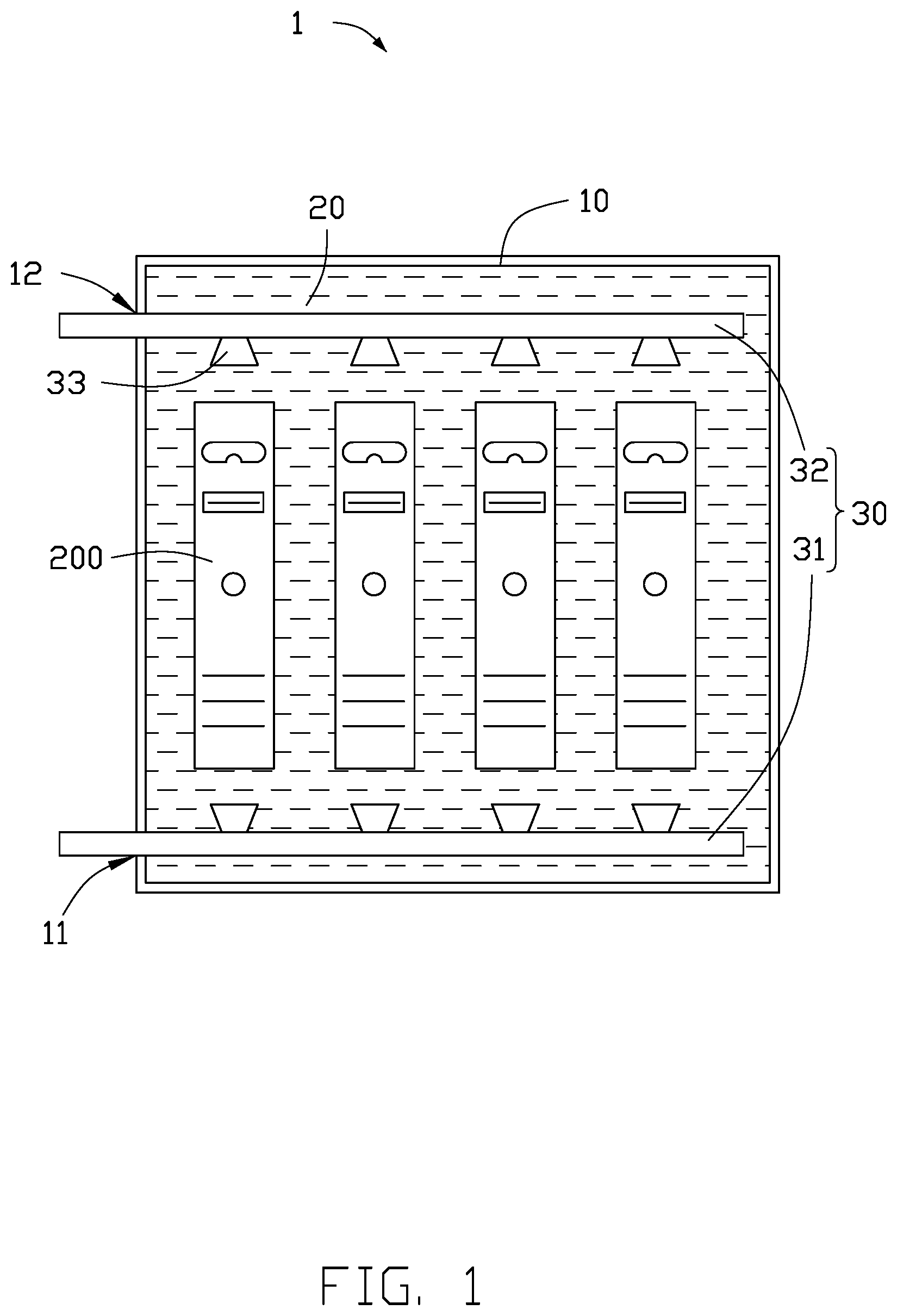 Patent US12326764 Figure 1 – Immersion cooling tank