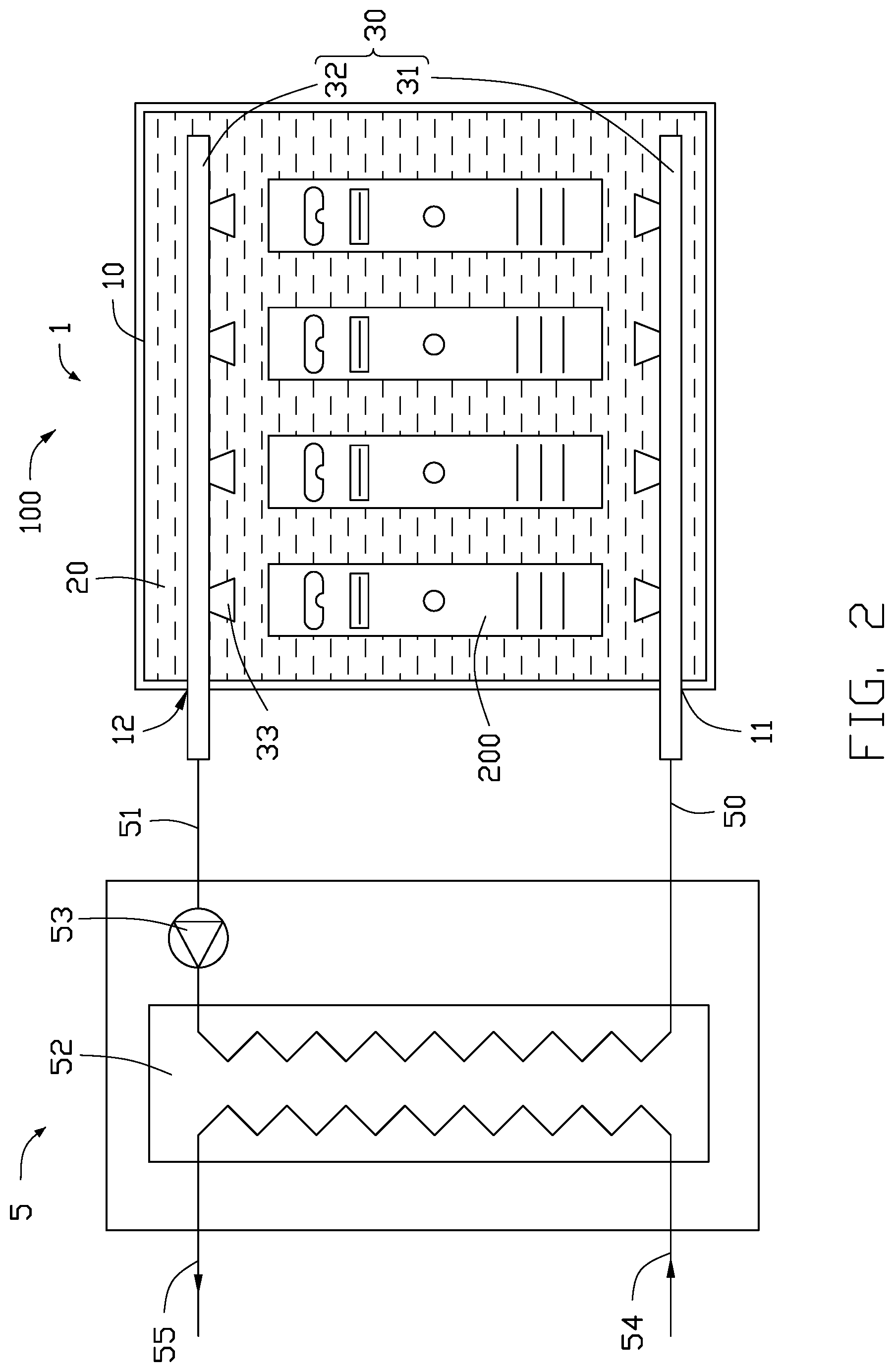 Patent US12326764 Figure 2 – Immersion cooling tank