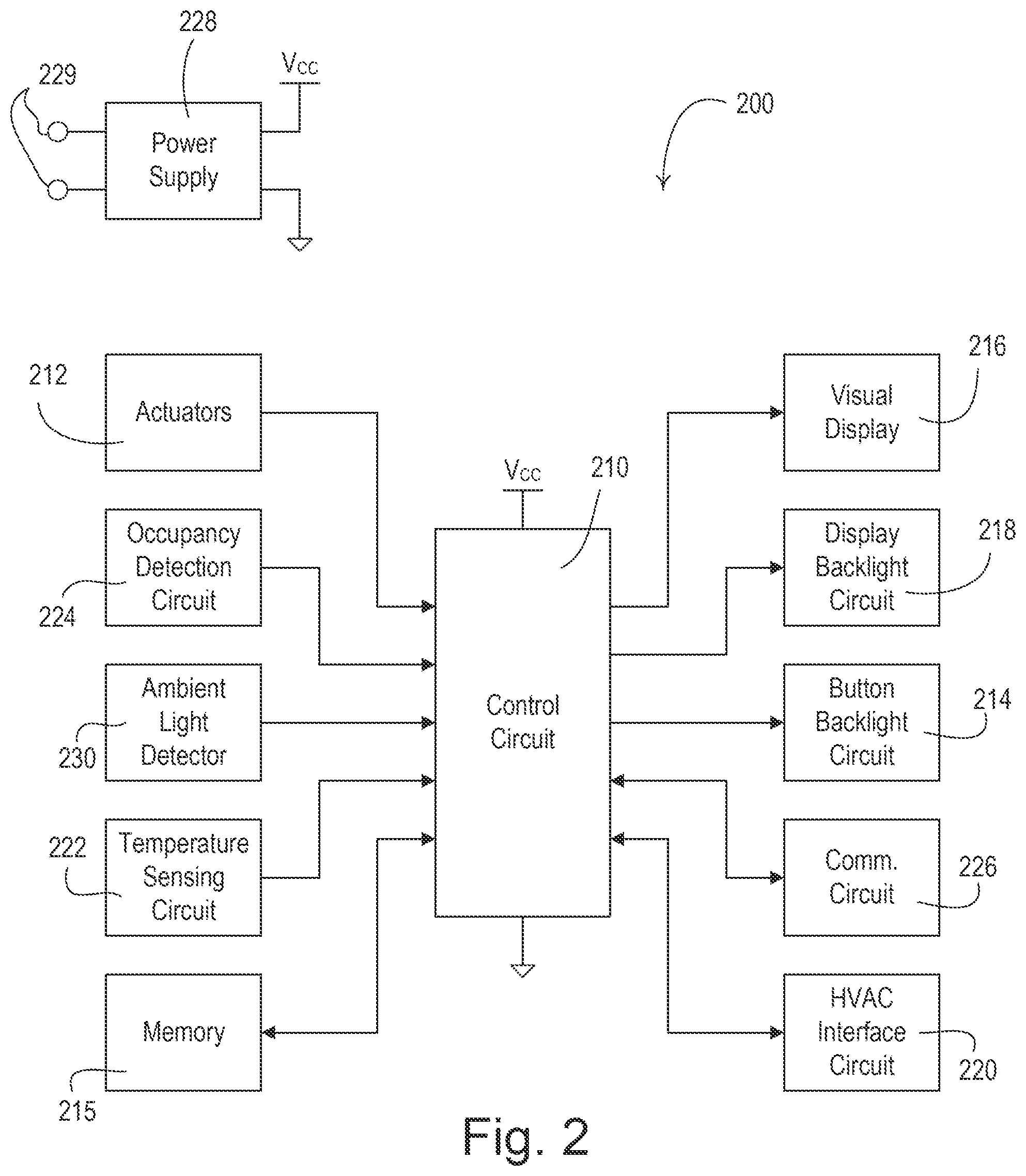 Patent US12326771 Figure 2 – Temperature control device with automatically adjustable backlighting