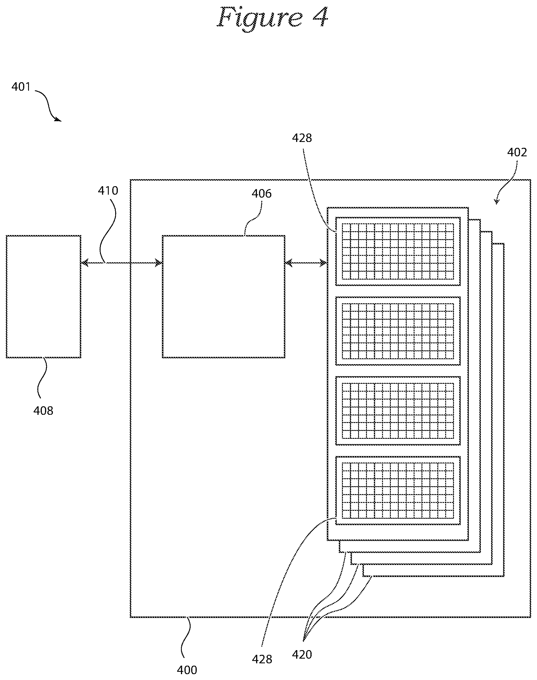 Patent US12326781 Figure 4 – Semiconductor device with modified access and associated methods and systems