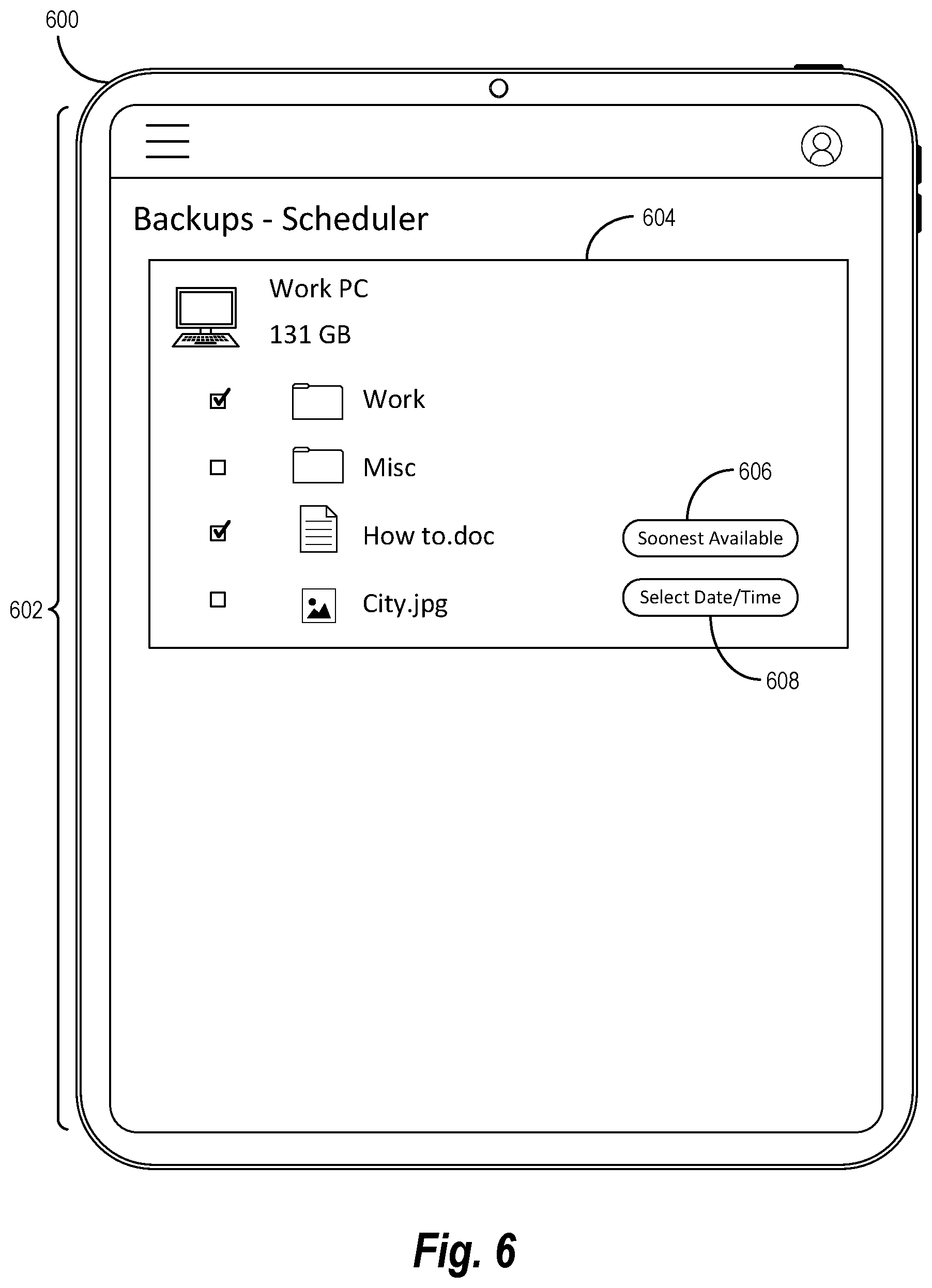 Patent US12326789 Figure 6 – Remotely backing up device data using a web application at a remote device