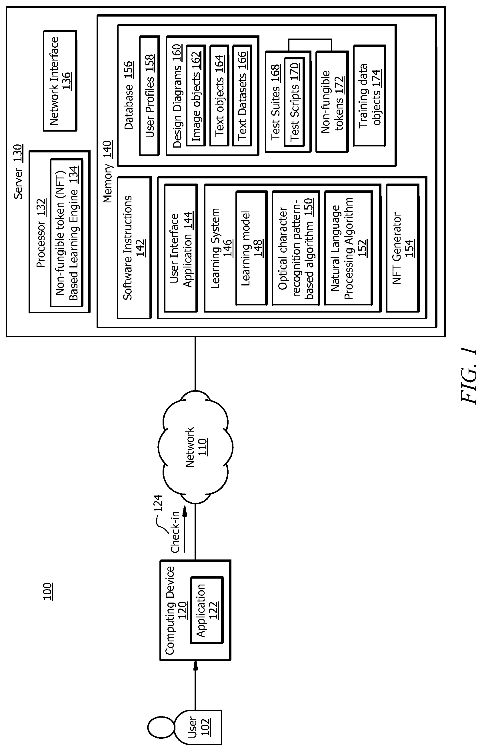 Patent US12326801 — System and method for generating non-fungible token-based test suites from design diagrams — Figure 1