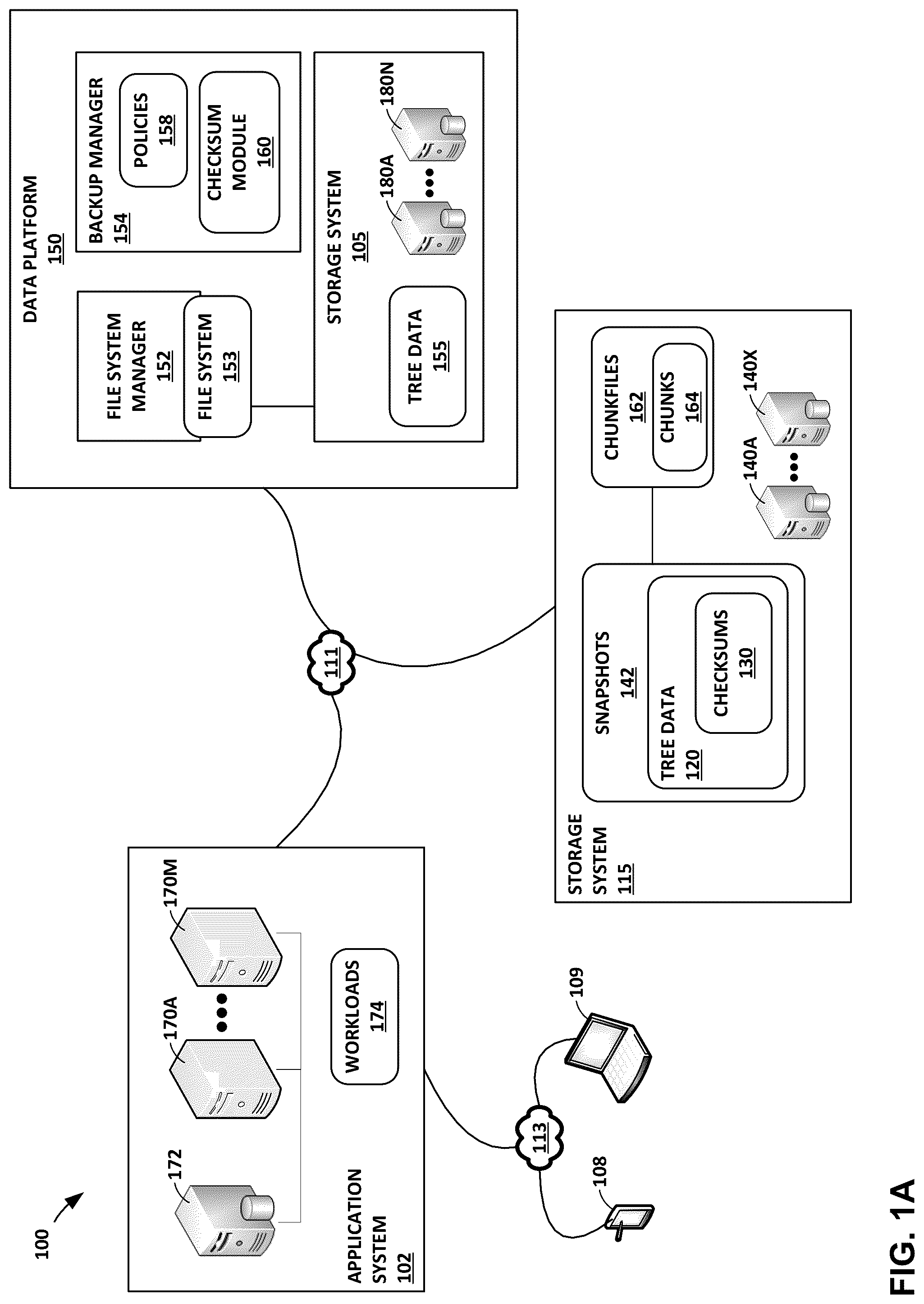 Patent US12326834 Figure 1 – Incrementally determining checksums for a snapshot