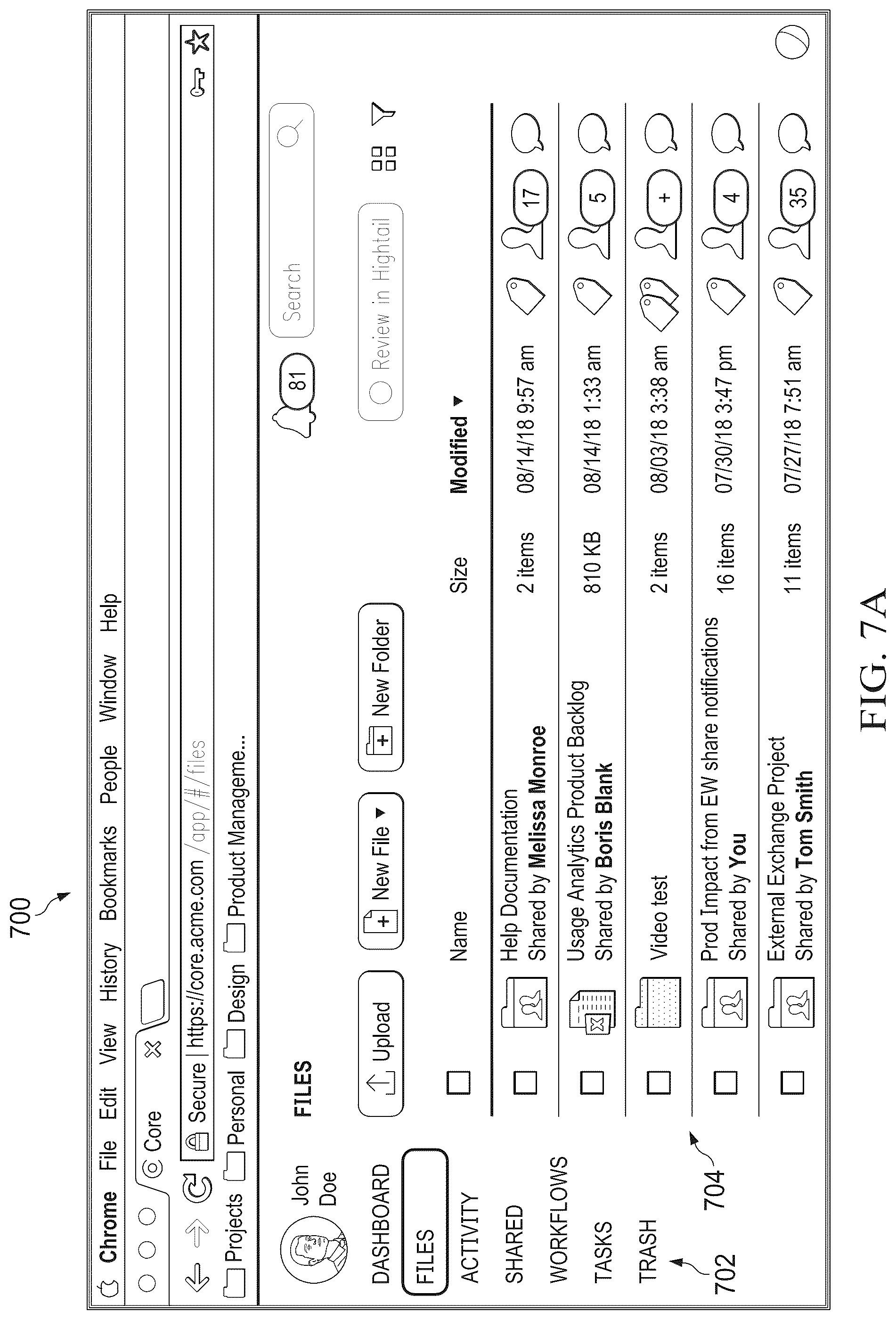 Patent US12326837 Figure 7 – Systems and methods for content sharing using template-driven workflows
