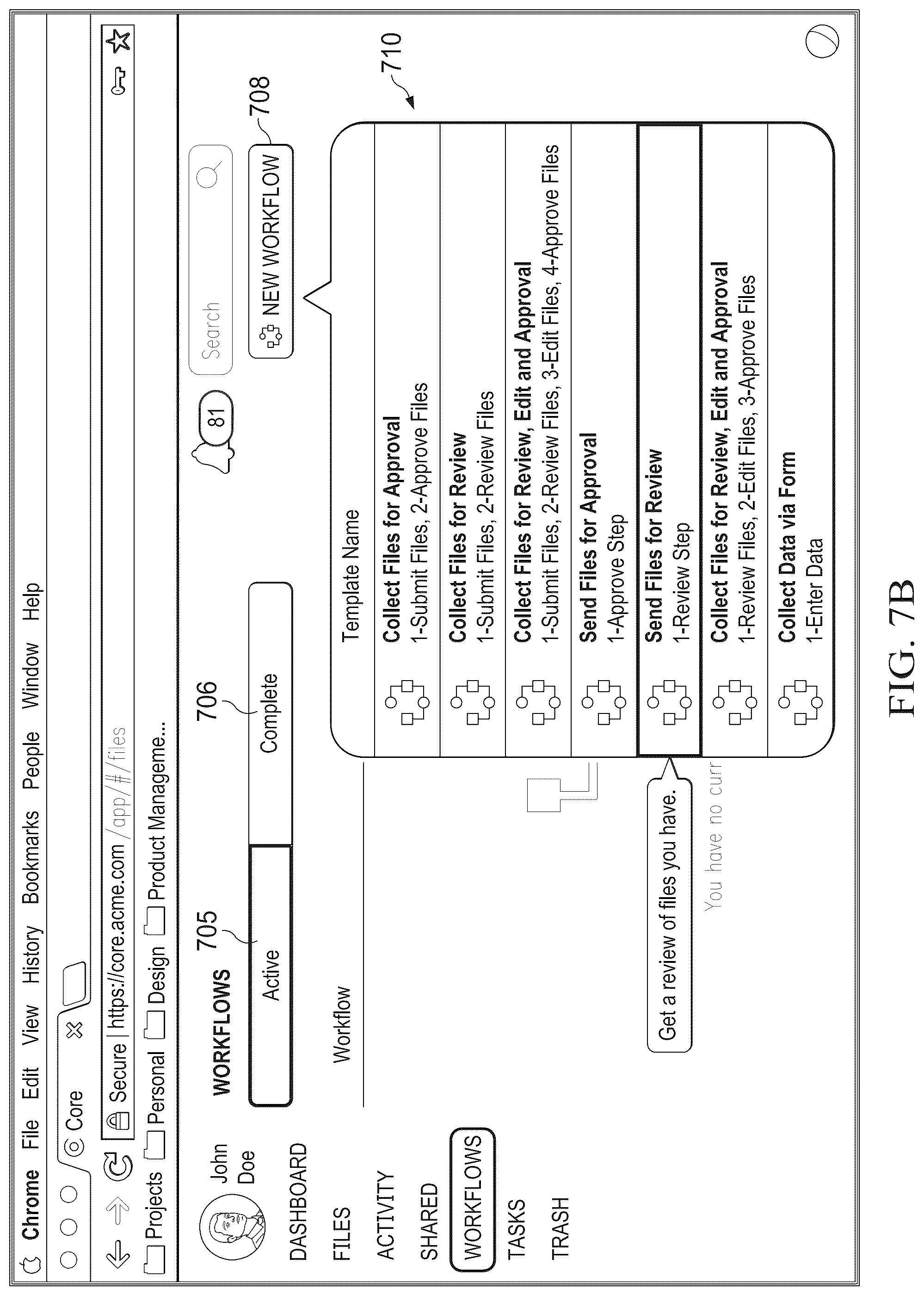 Patent US12326837 Figure 8 – Systems and methods for content sharing using template-driven workflows