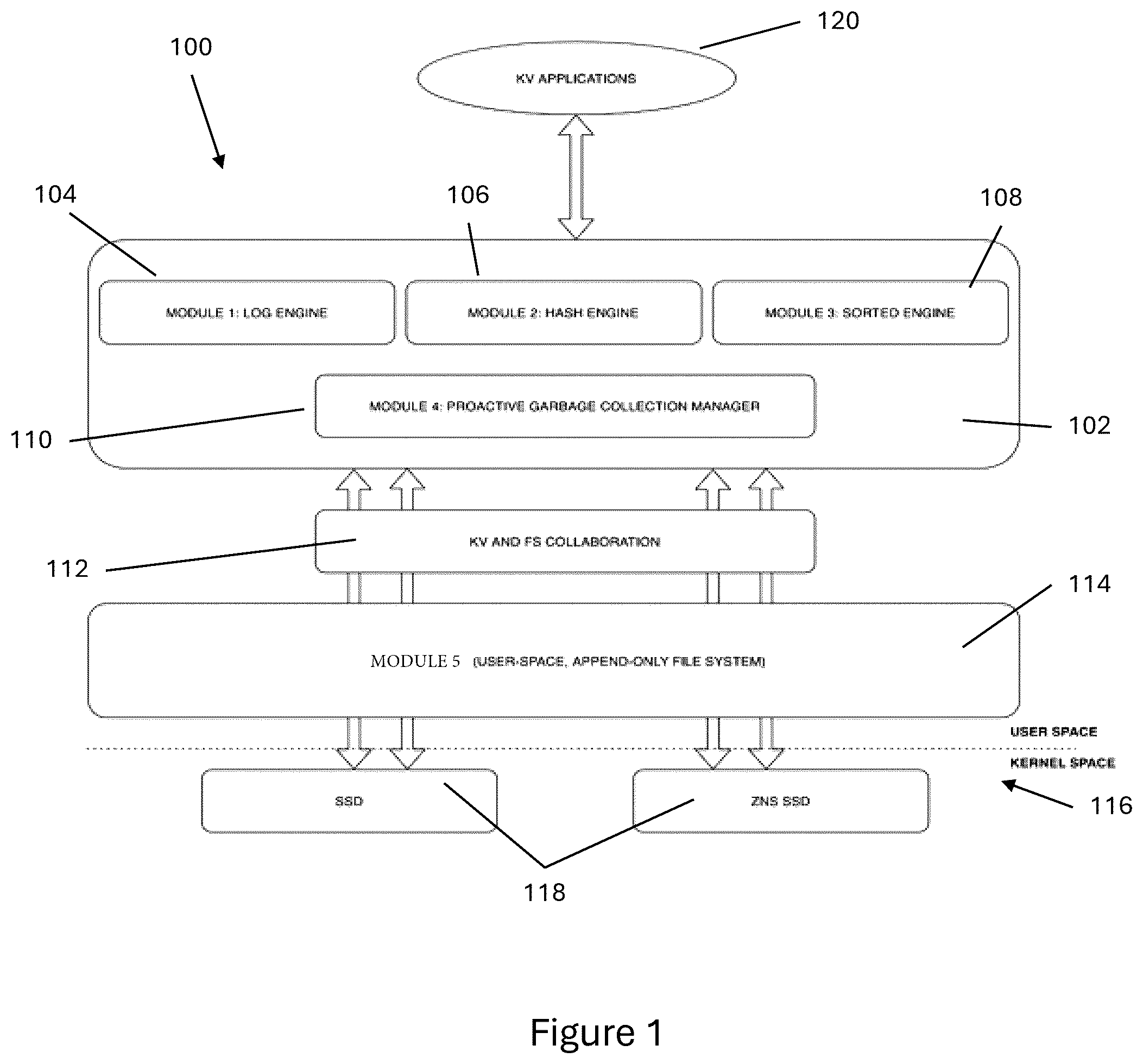 Patent US12326838 Figure 1 – Implementation for efficient log storage
